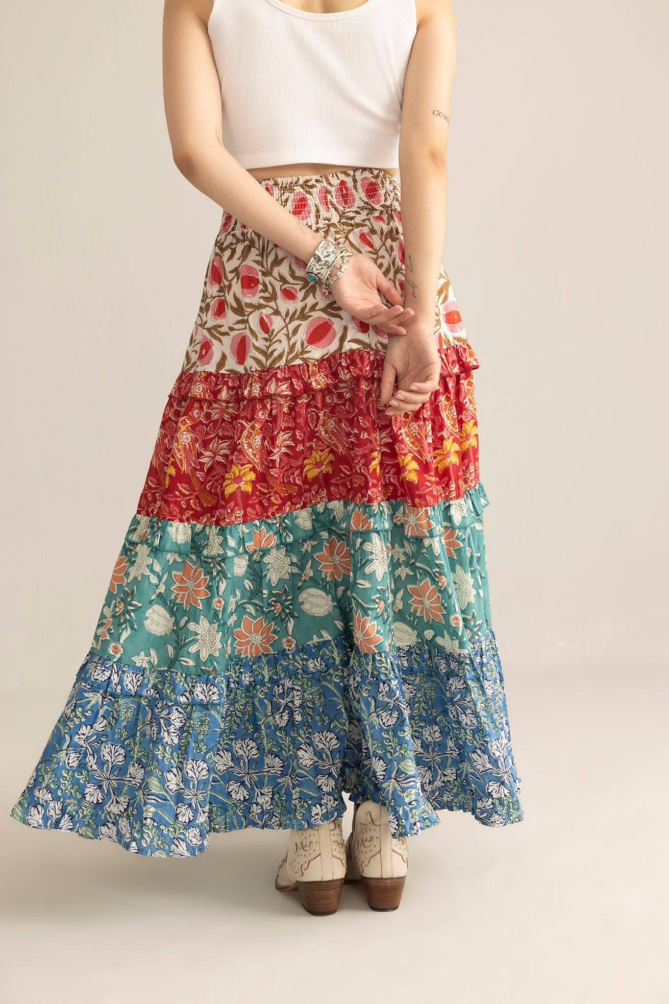 Kismet Patchplay Skirt in Poppy Bloom - Myra USA