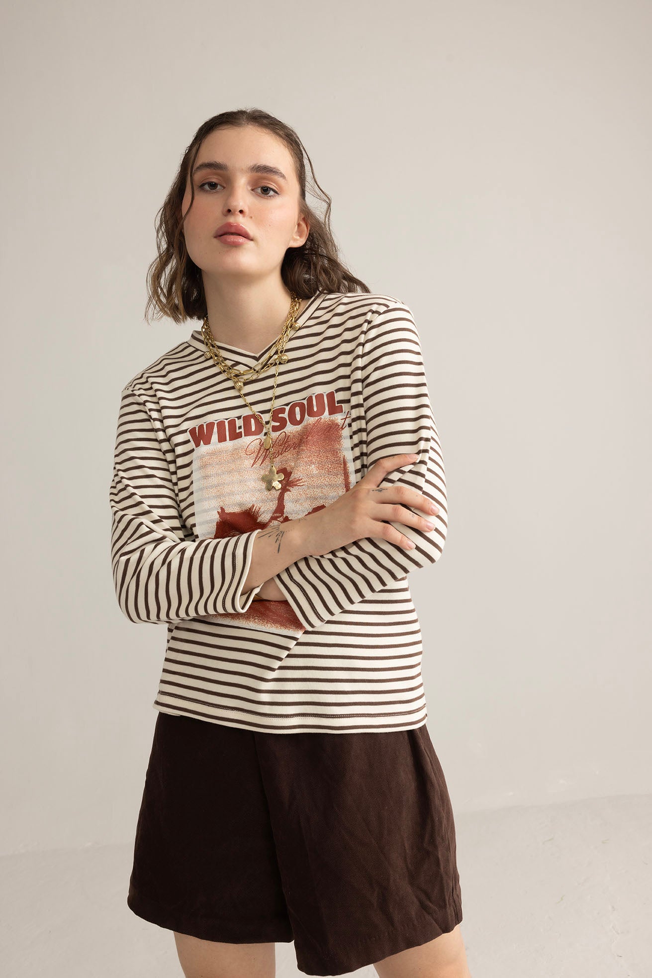 Bloomin' Ride Striped Top in Vanilla Smoke - Myra USA