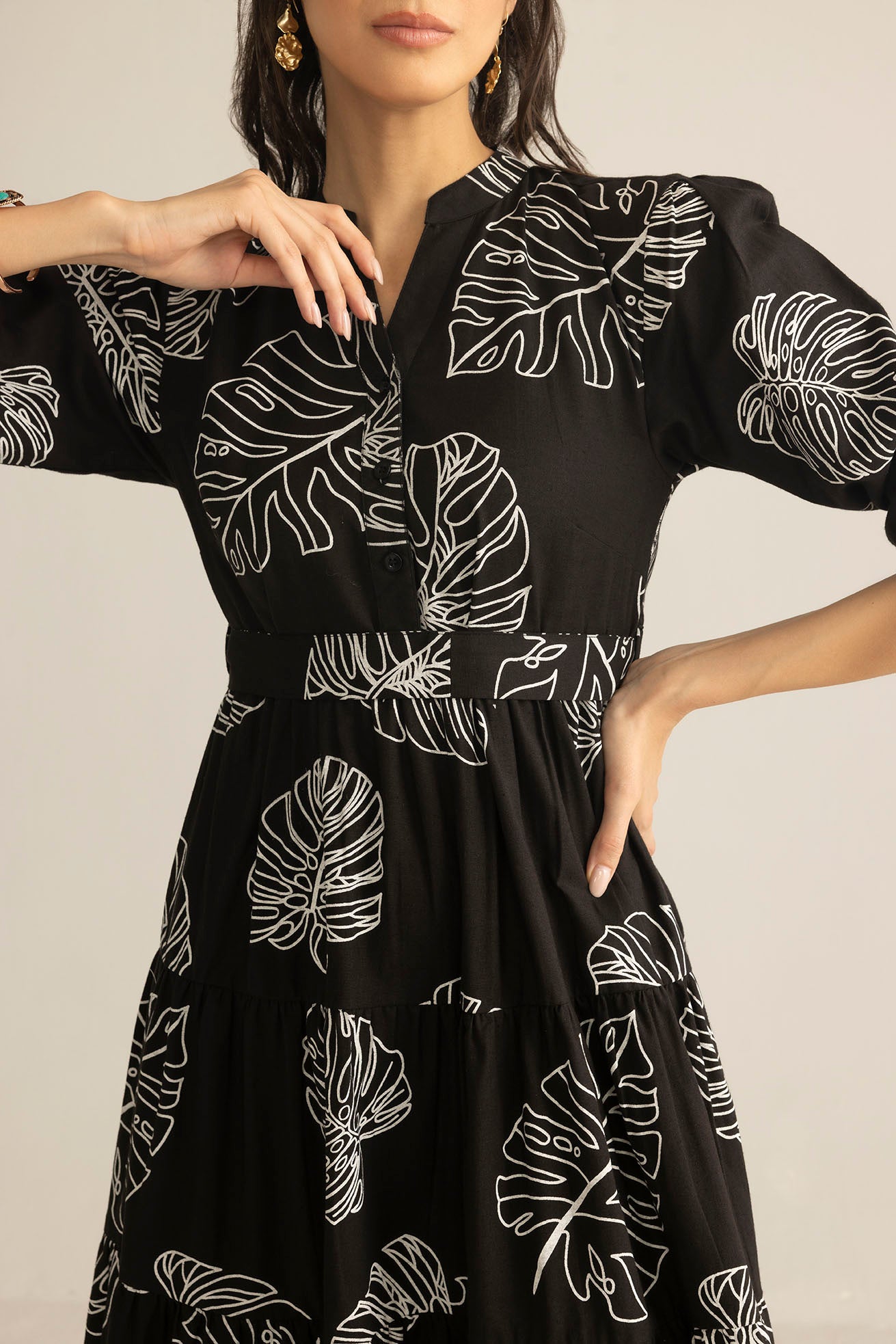 Botanica Moon Maxi Dress in Shadow Black - Myra USA