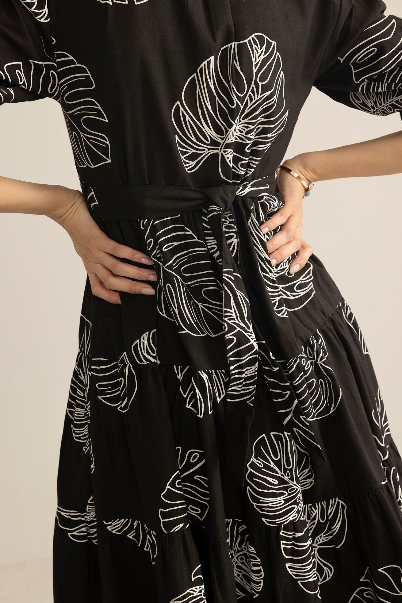 Botanica Moon Maxi Dress in Shadow Black - Myra USA