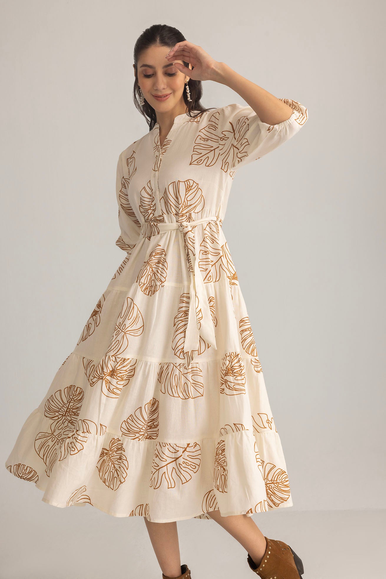 Botanica Moon Maxi Dress in Shadow White - Myra USA