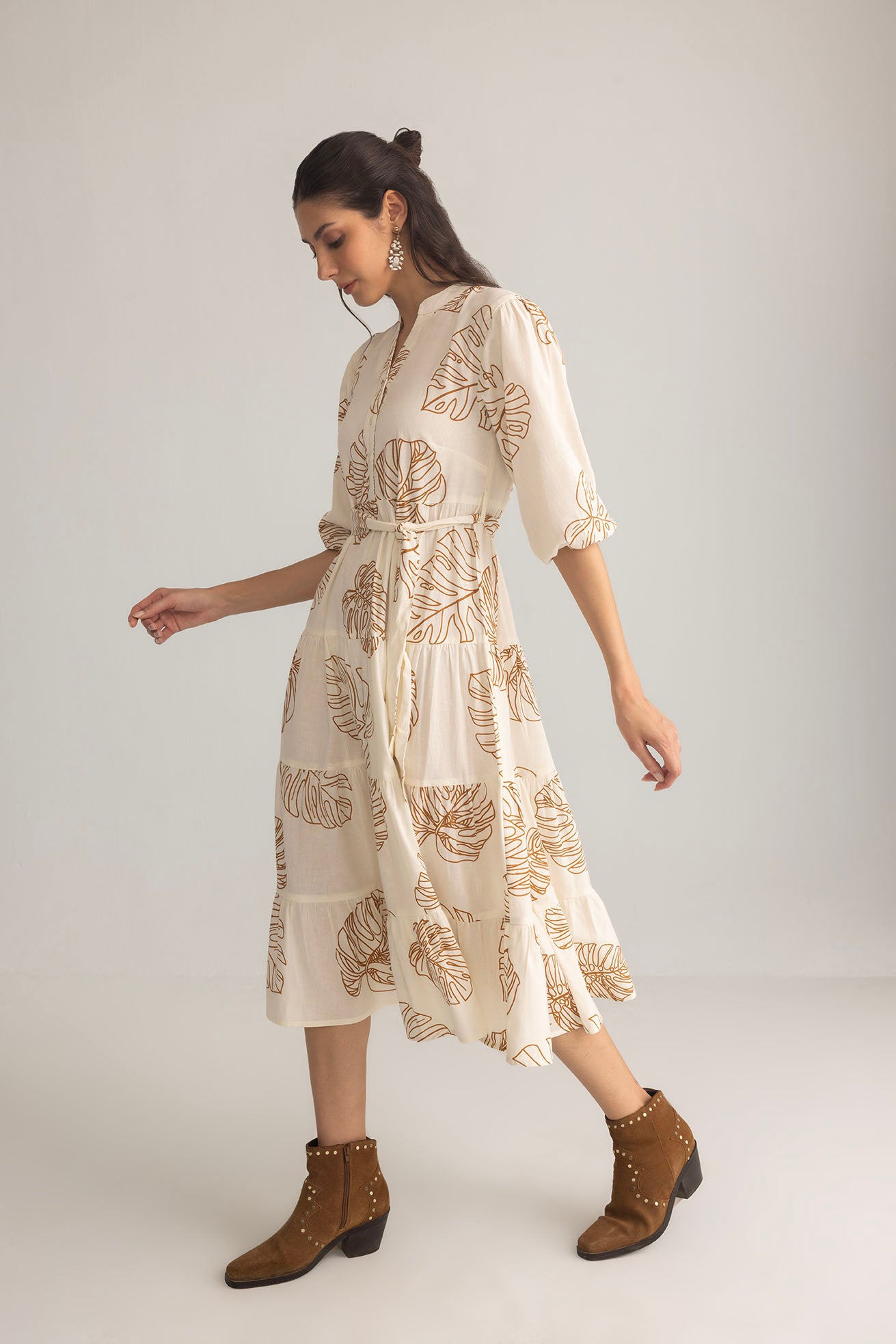 Botanica Moon Maxi Dress in Shadow White - Myra USA