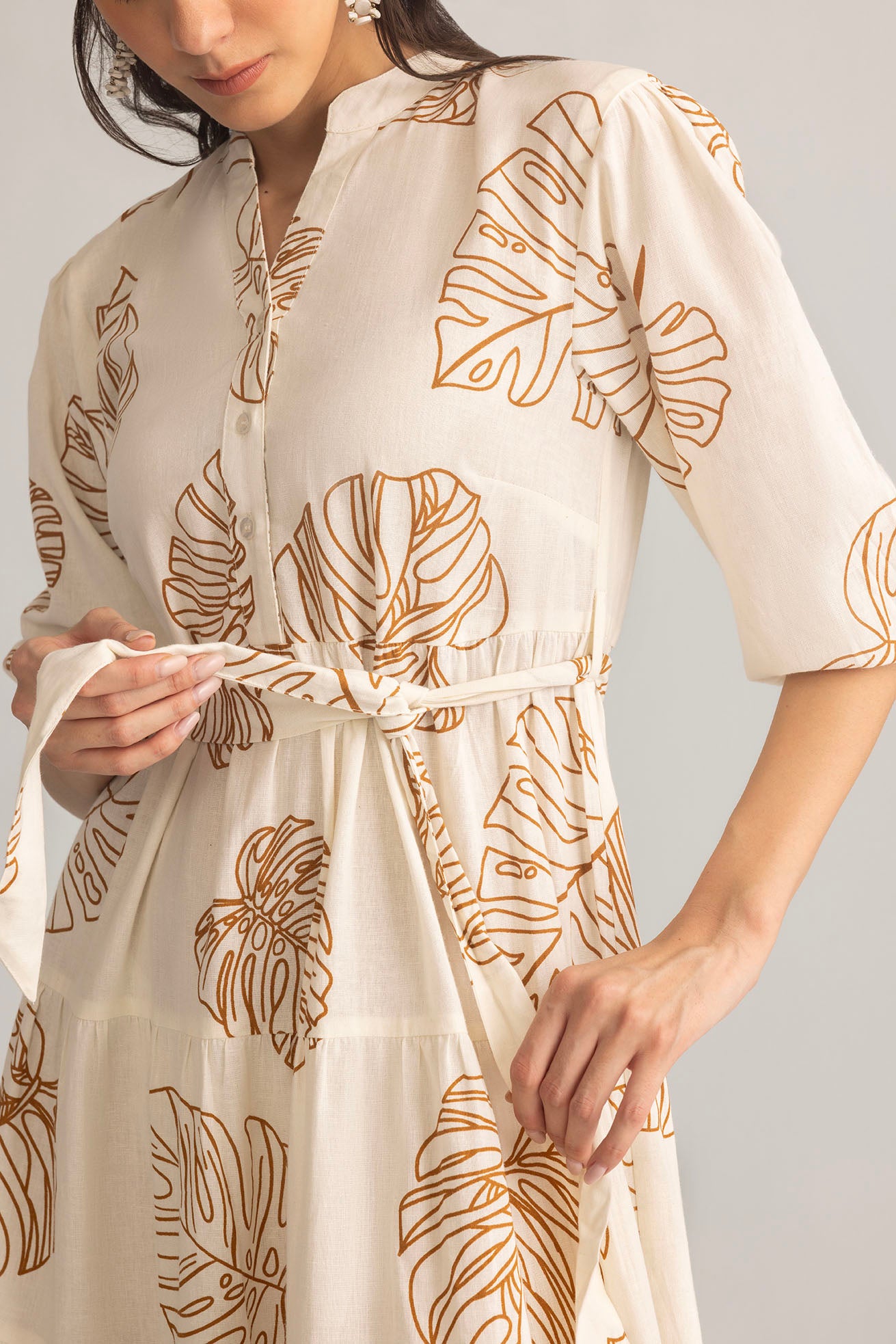 Botanica Moon Maxi Dress in Shadow White - Myra USA
