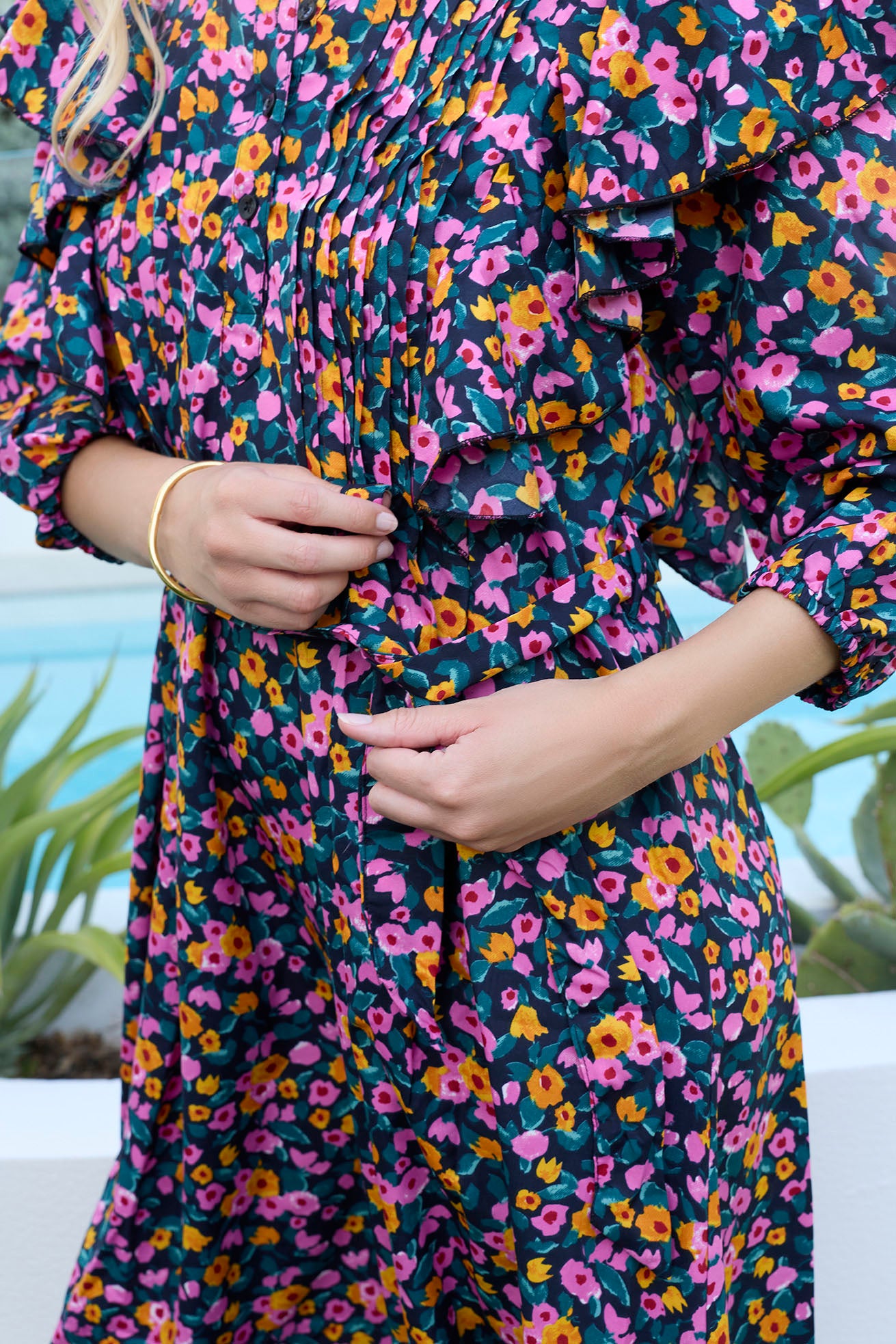 Confetti Crush Printed Dress in Wild Fuchsia - Myra USA