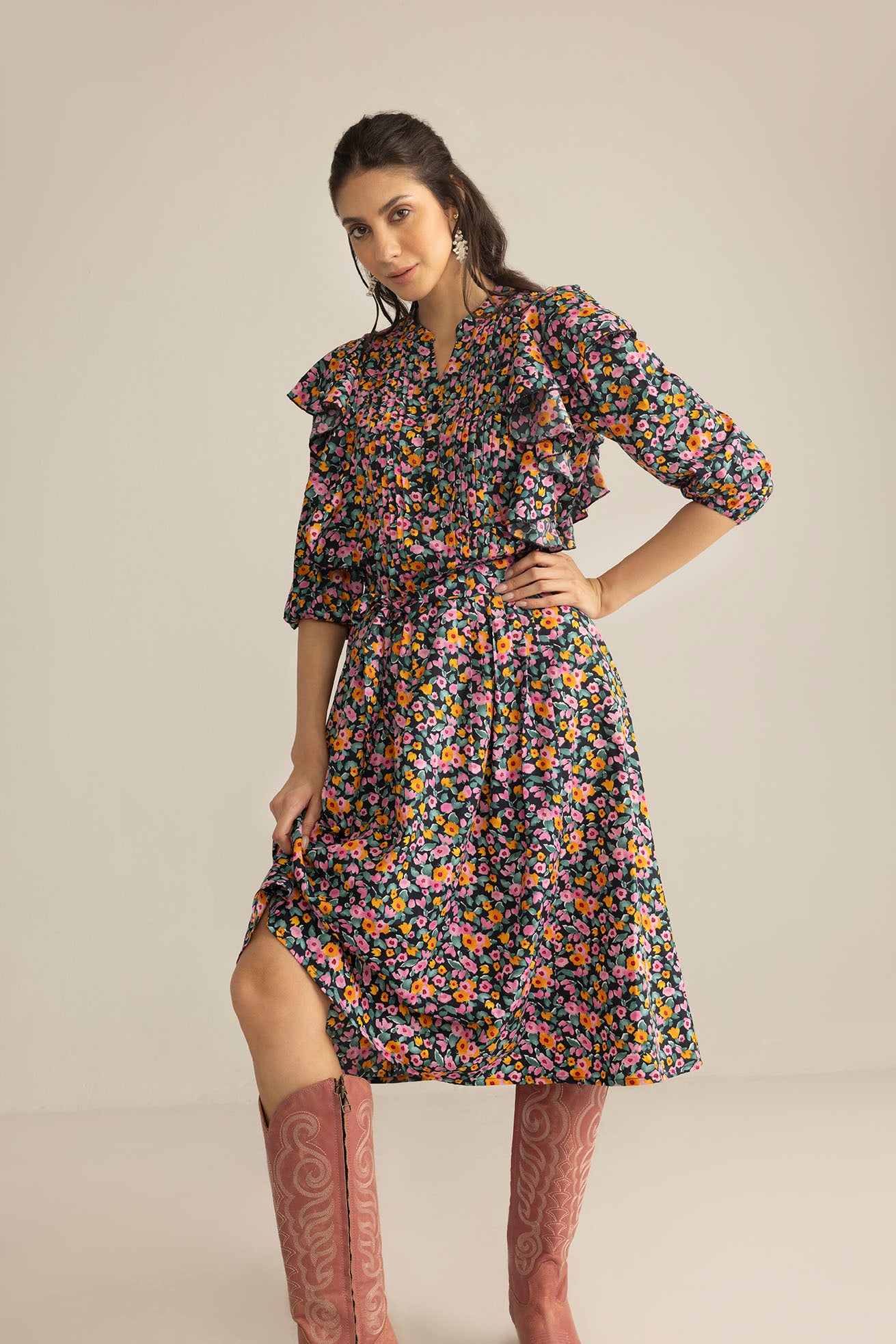 Confetti Crush Printed Dress in Wild Fuchsia