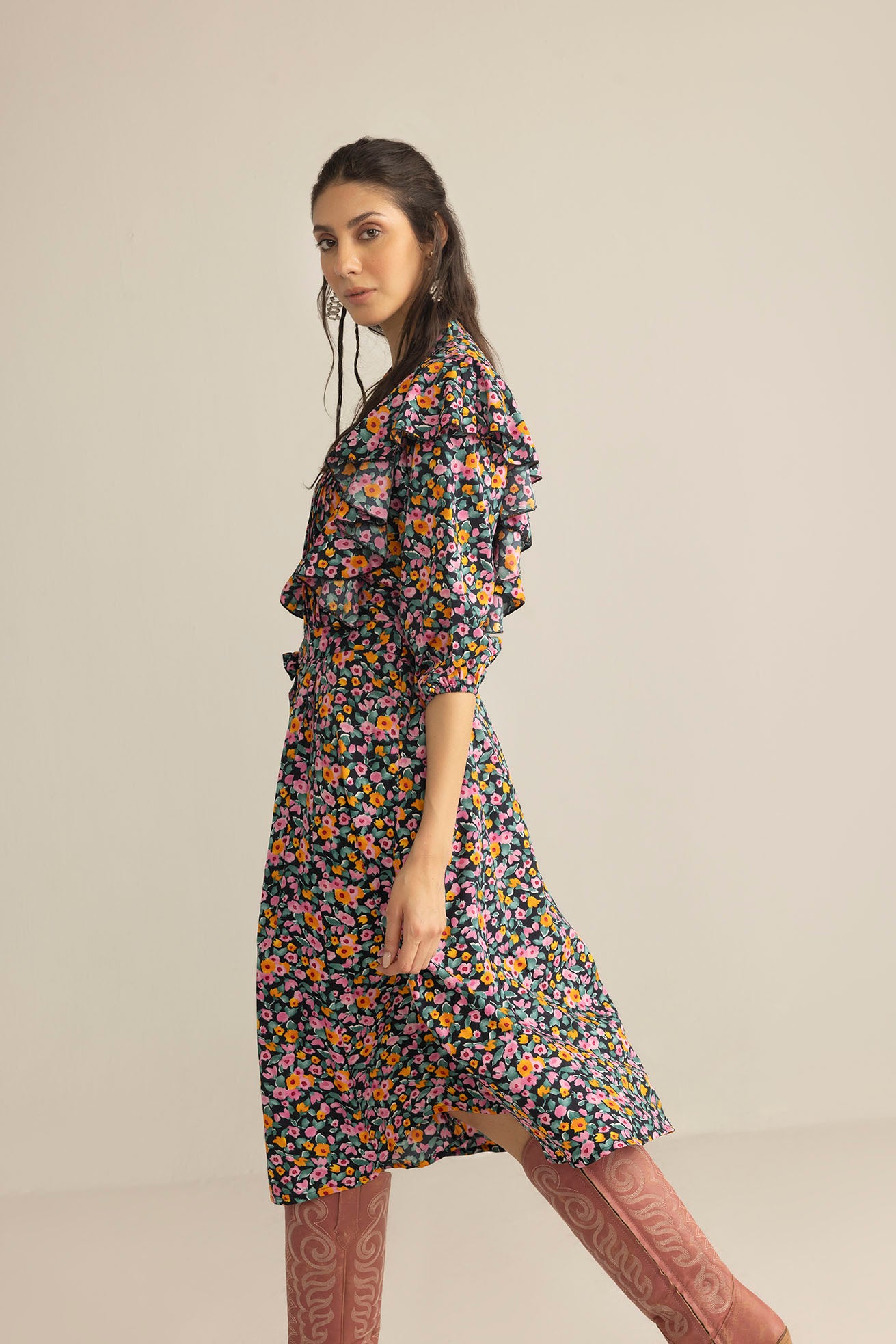 Confetti Crush Printed Dress in Wild Fuchsia
