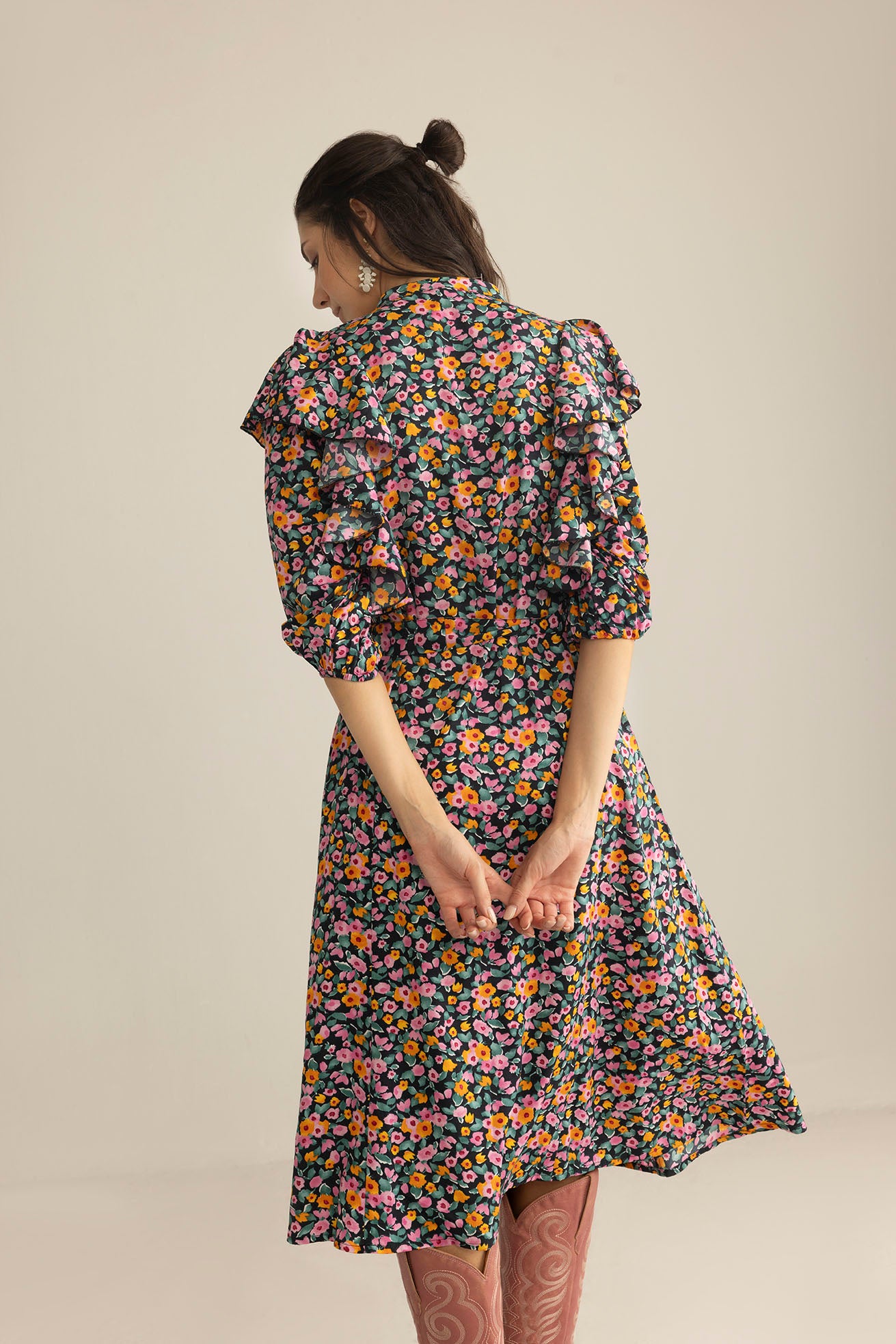 Confetti Crush Printed Dress in Wild Fuchsia