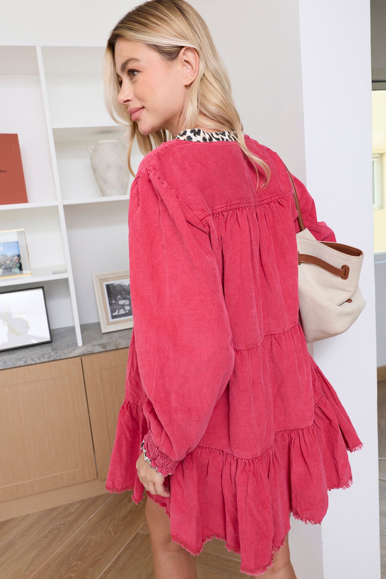 Pink Prowler Corduroy Dress in Panther Pink - Myra USA