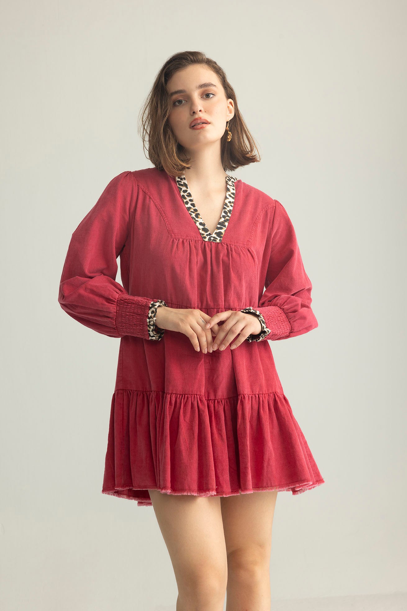 Pink Prowler Corduroy Dress in Panther Pink - Myra USA