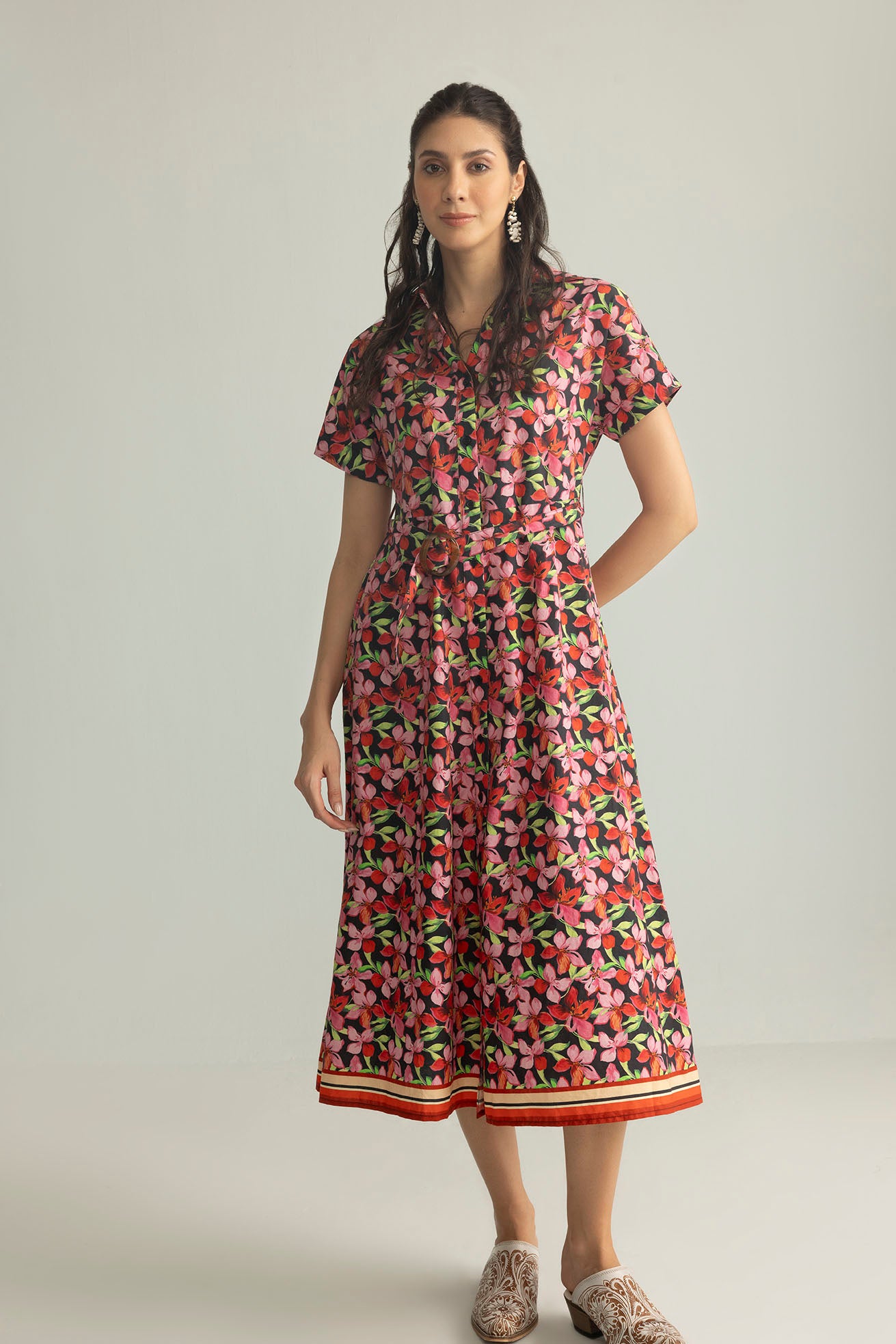 Hibiscus Rush Shirt Dress in Bloom Pink - Myra USA