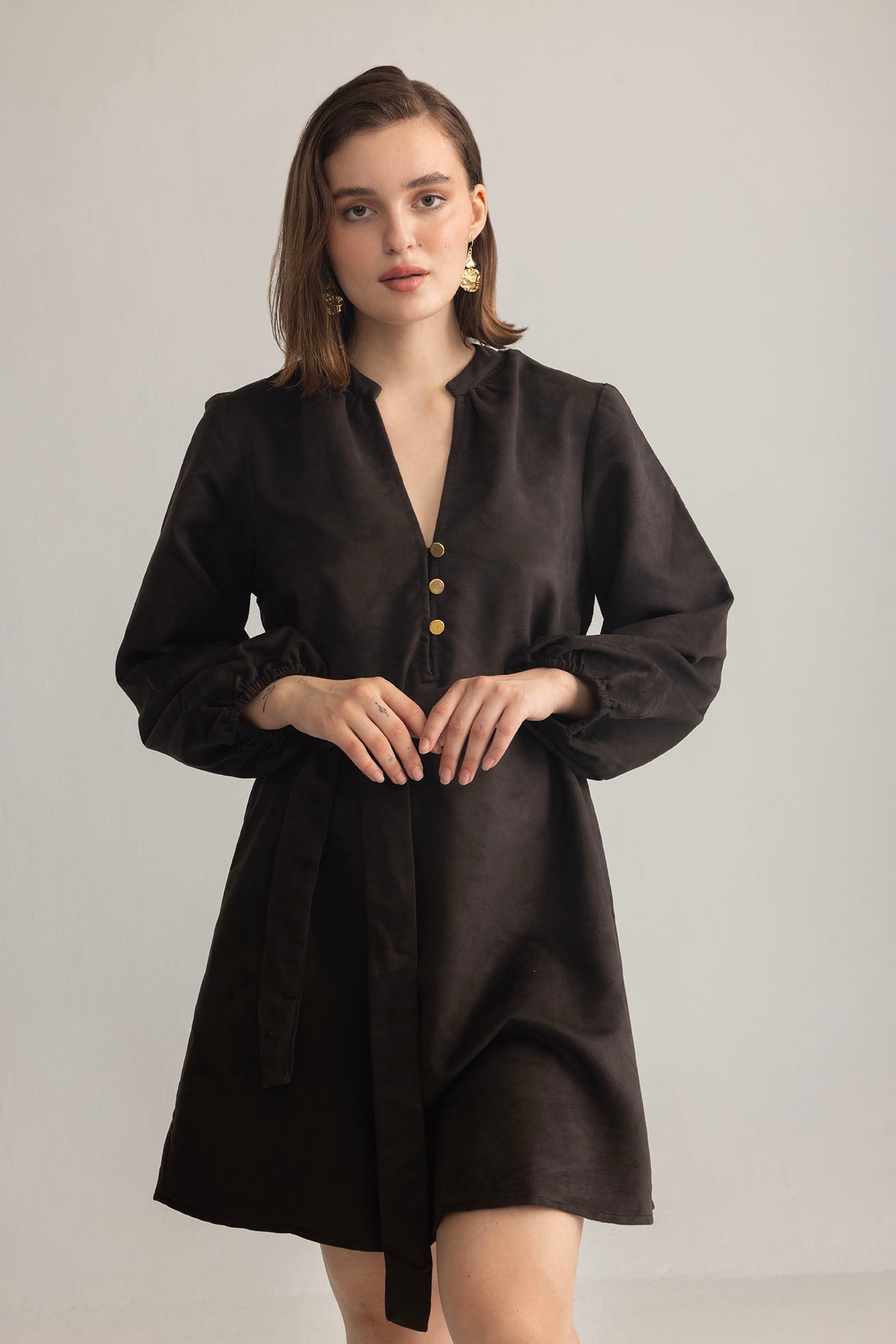 Raven March Shirt Dress in Metal Black - Myra USA