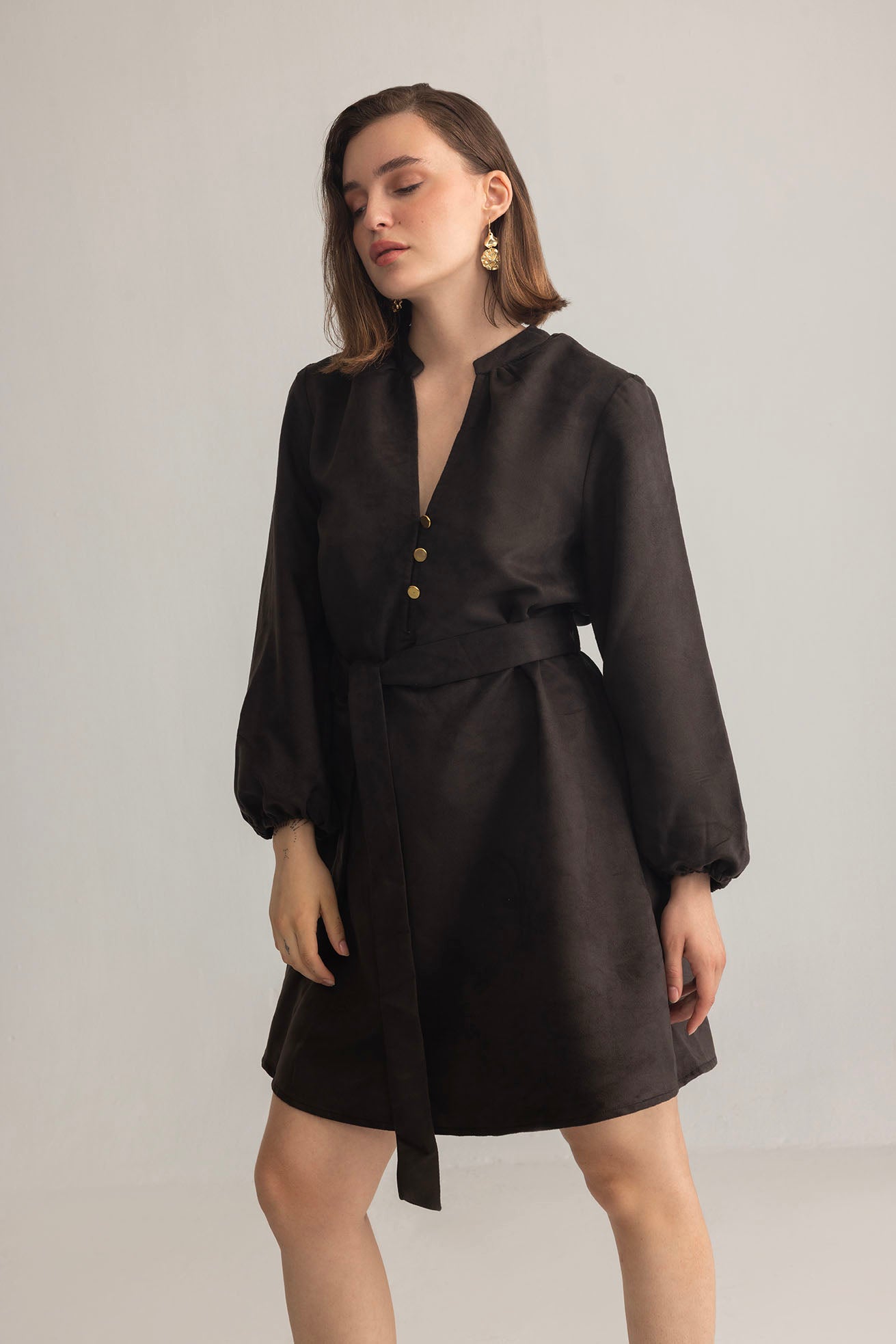 Raven March Shirt Dress in Metal Black - Myra USA