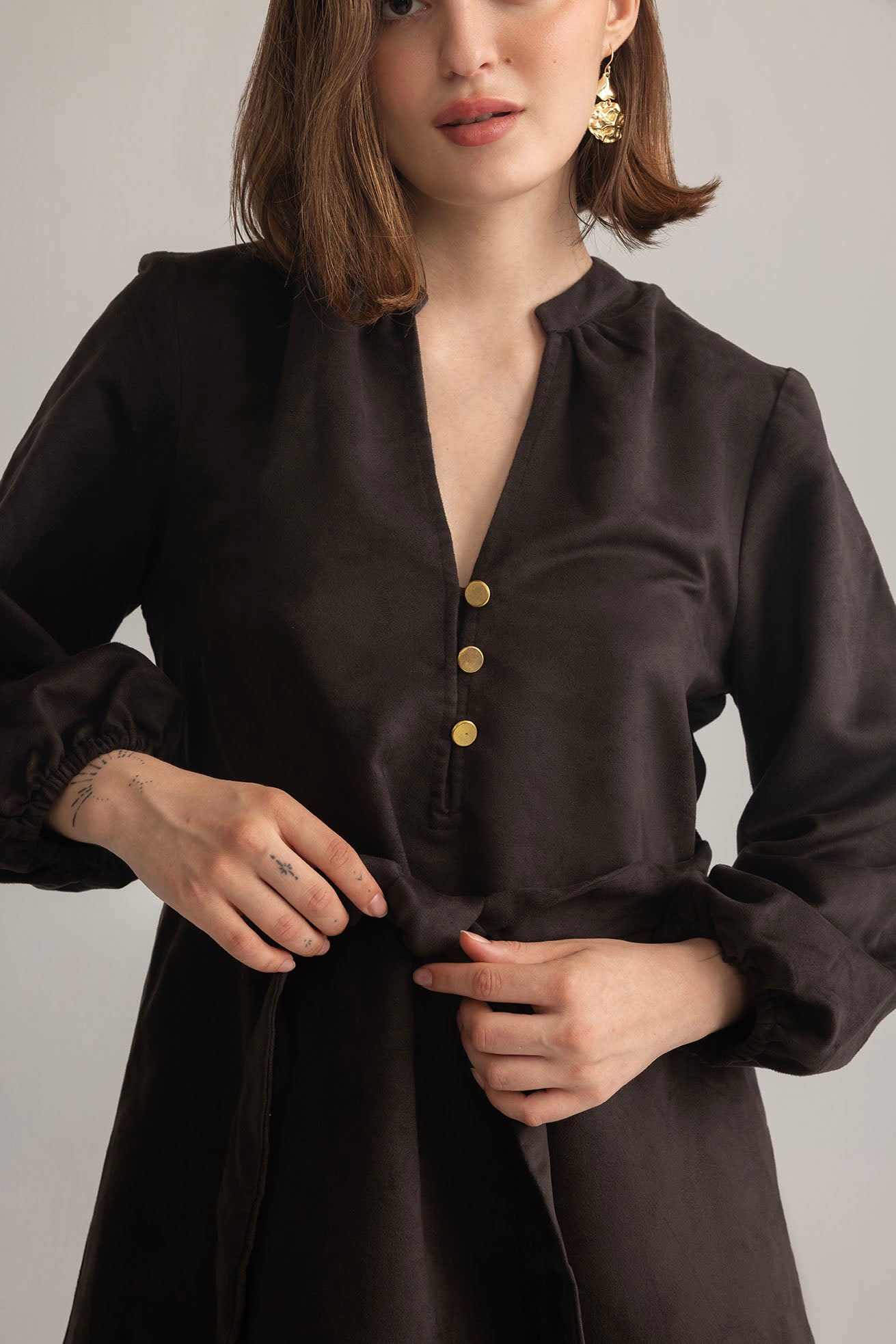 Raven March Shirt Dress in Metal Black - Myra USA