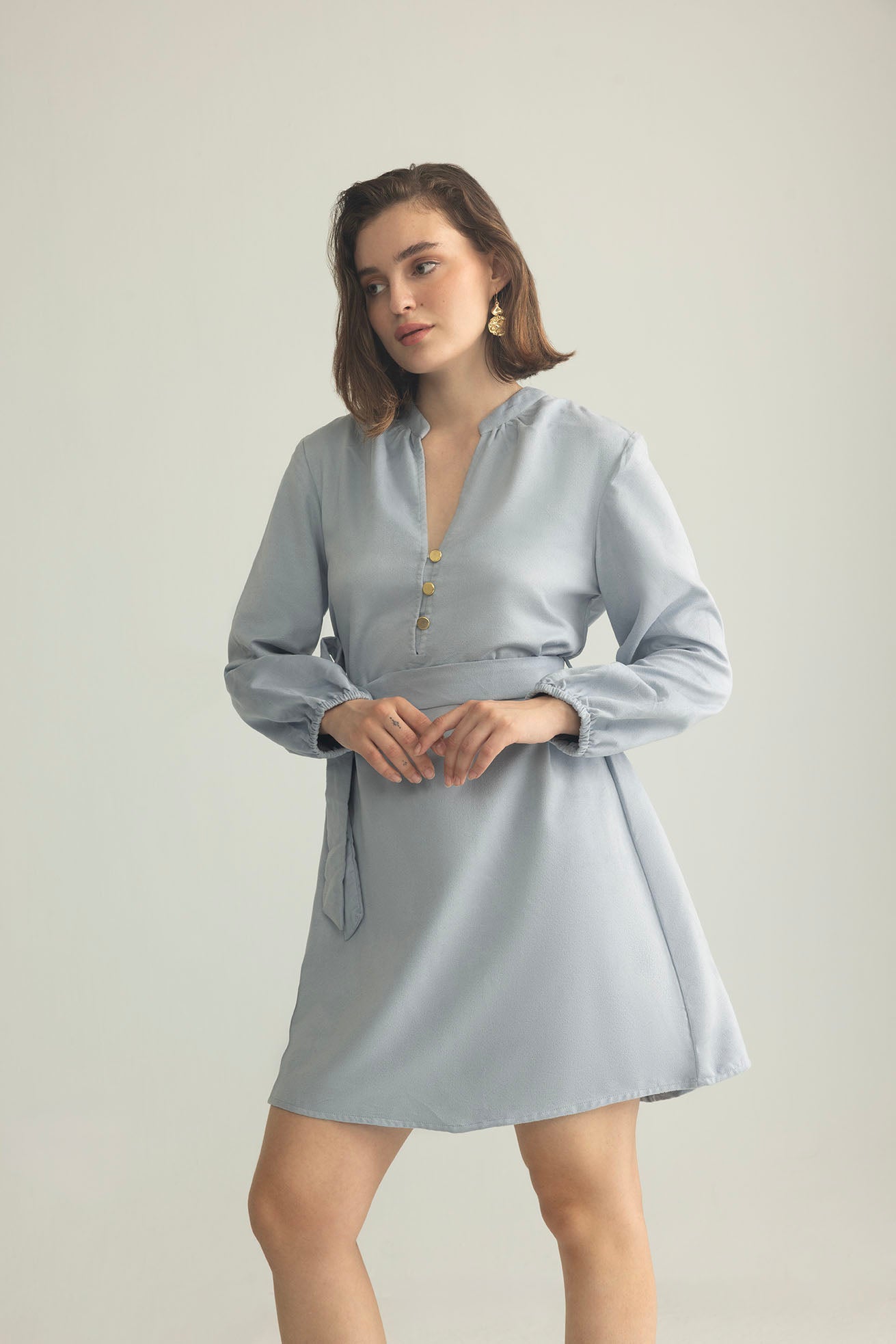 Raven March Shirt Dress in Light Grey - Myra USA