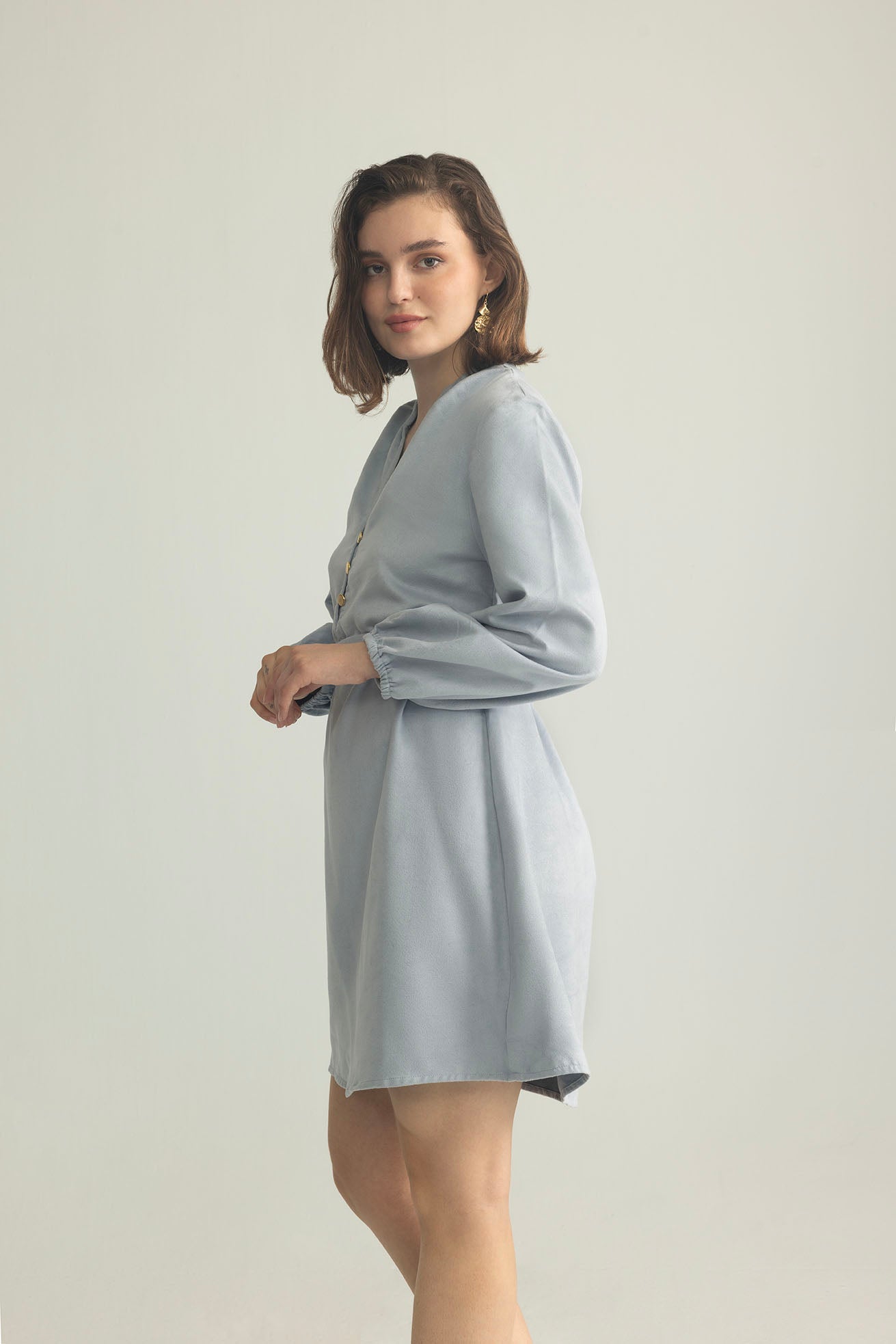 Raven March Shirt Dress in Light Grey - Myra USA