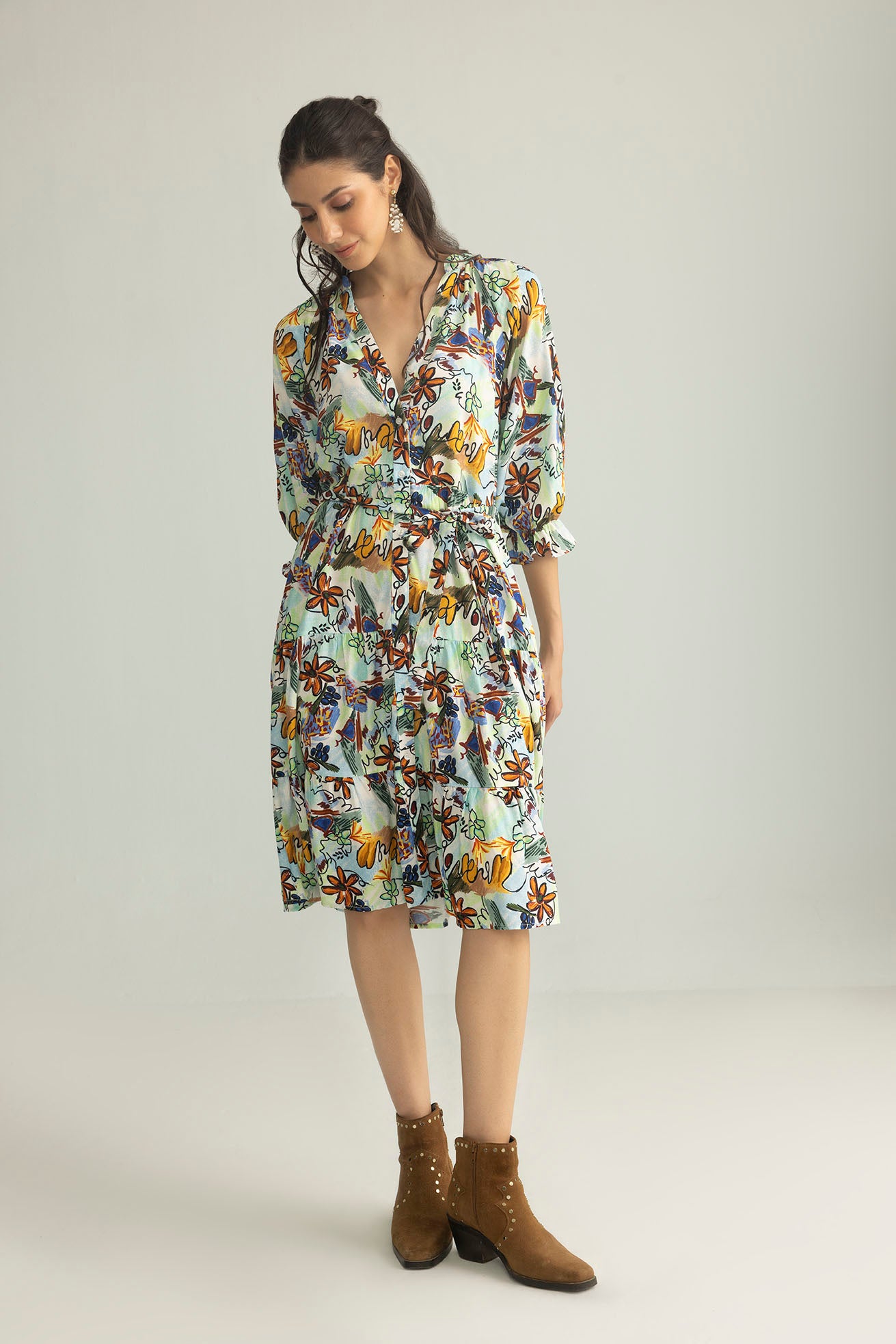 ArtHaus Garden Shirt Dress in Coral Bloom - Myra USA