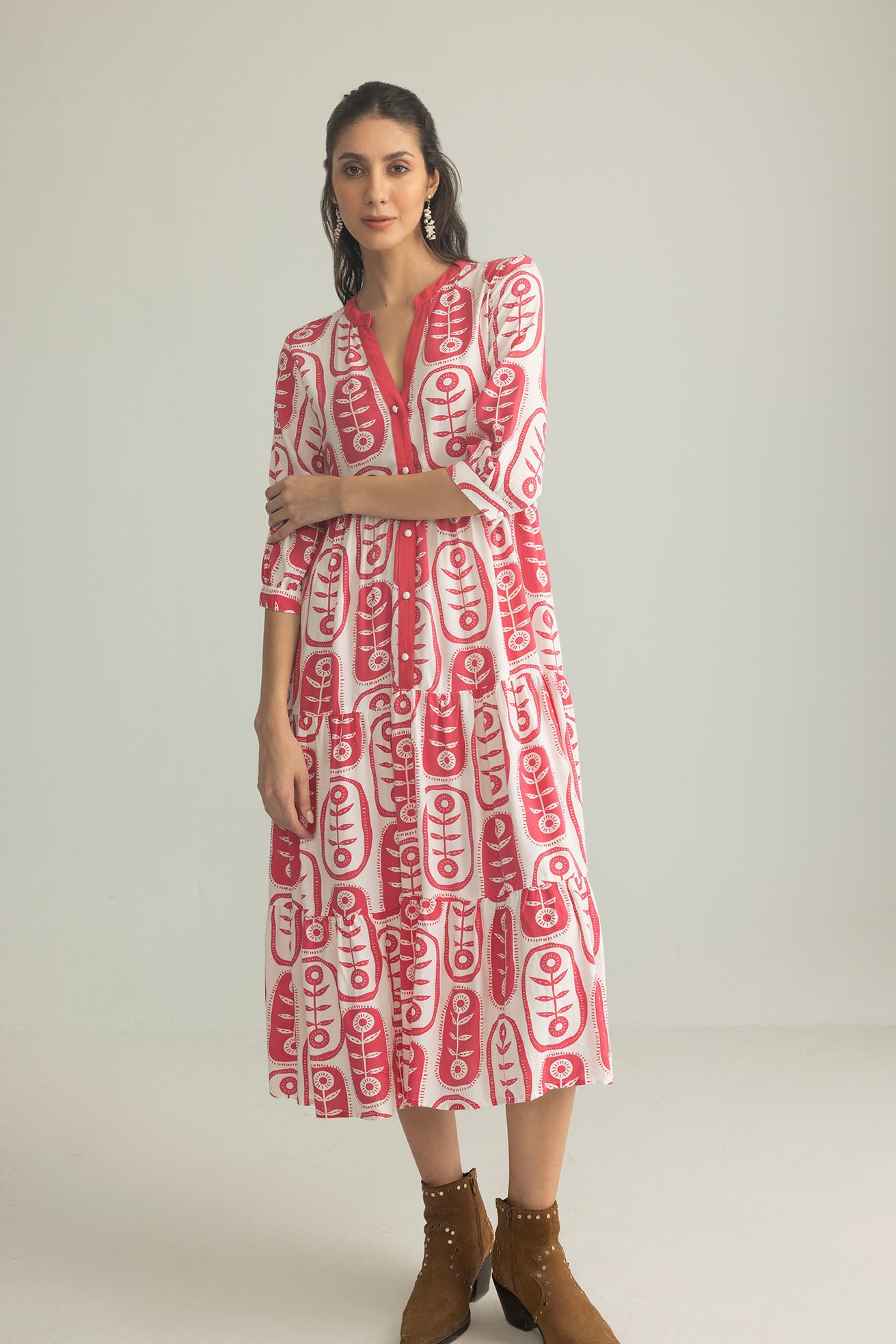 The Herbarium Long Dress in Ivory Blue - Myra USA