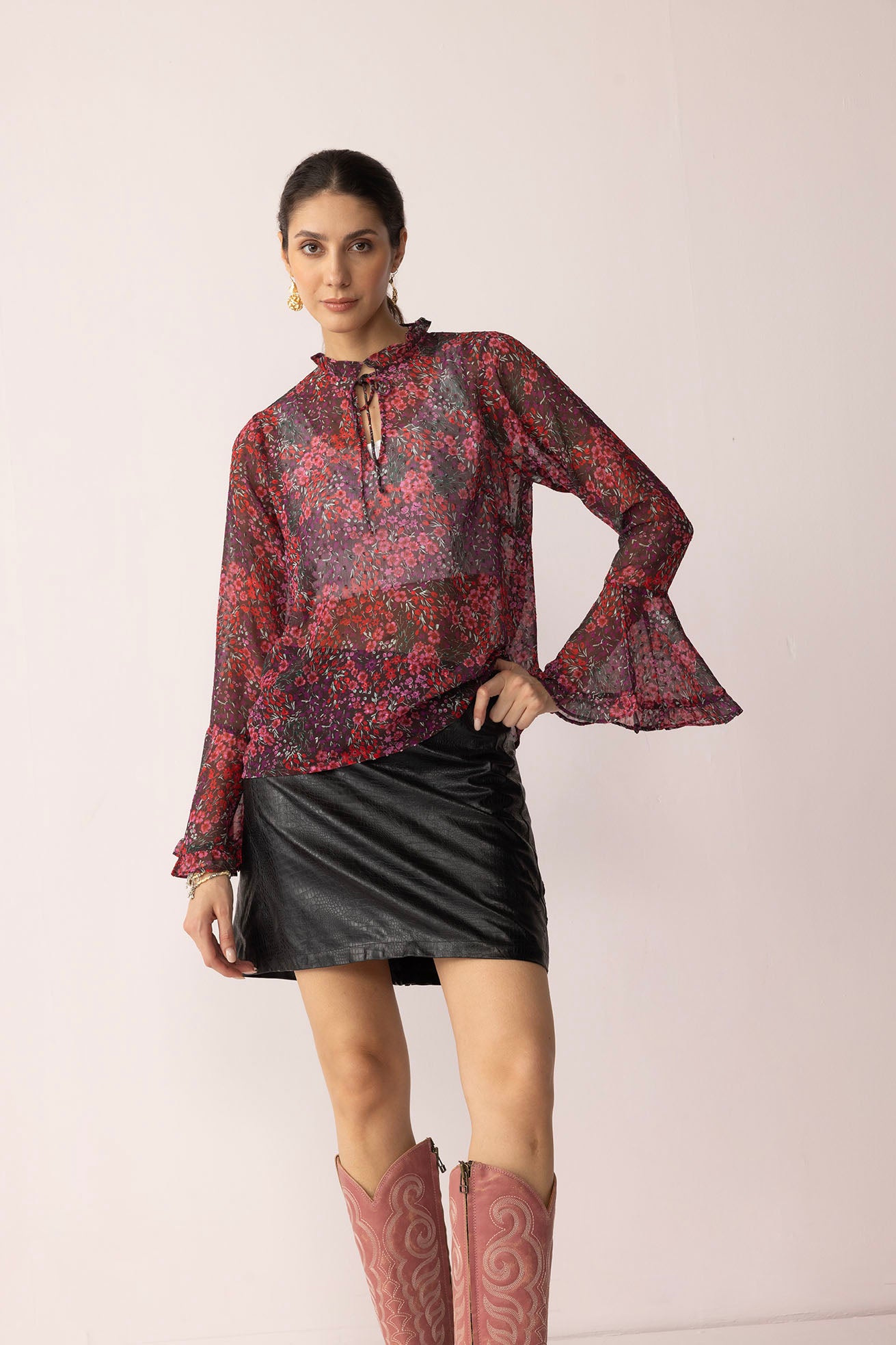 Rosette Reverie Top in Berry Bloom