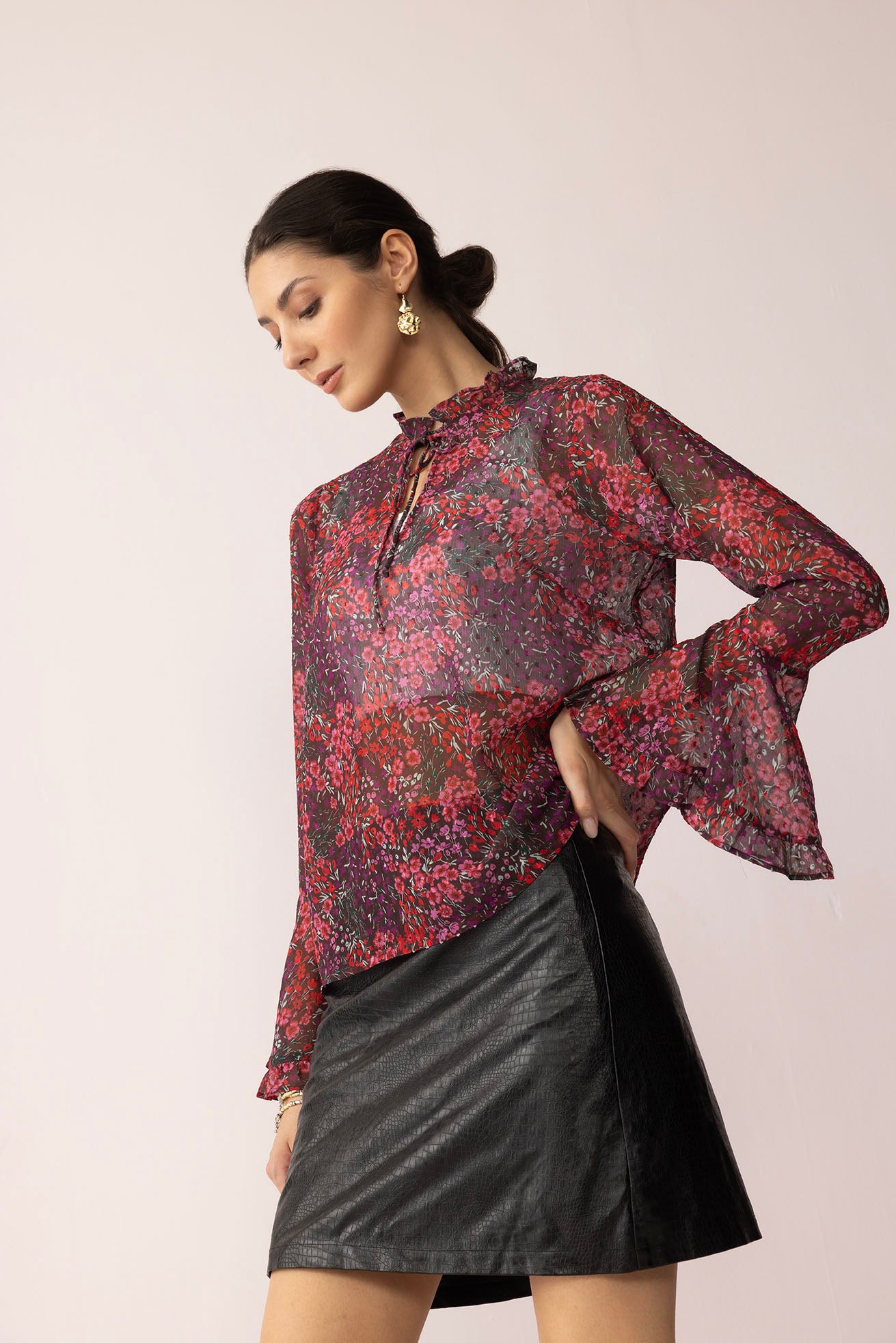 Rosette Reverie Top in Berry Bloom