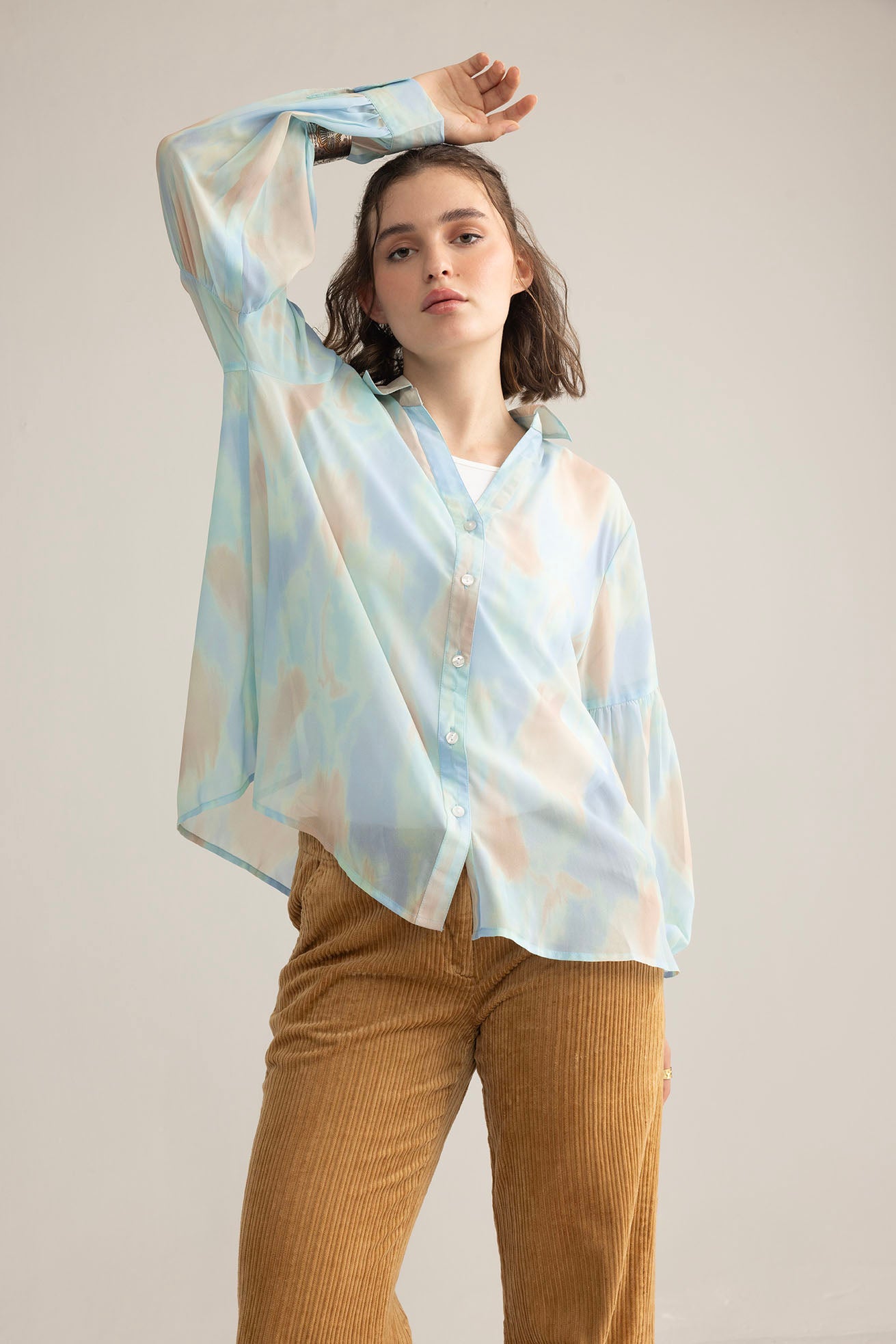 Elysia Printed Shirt in Lunar White