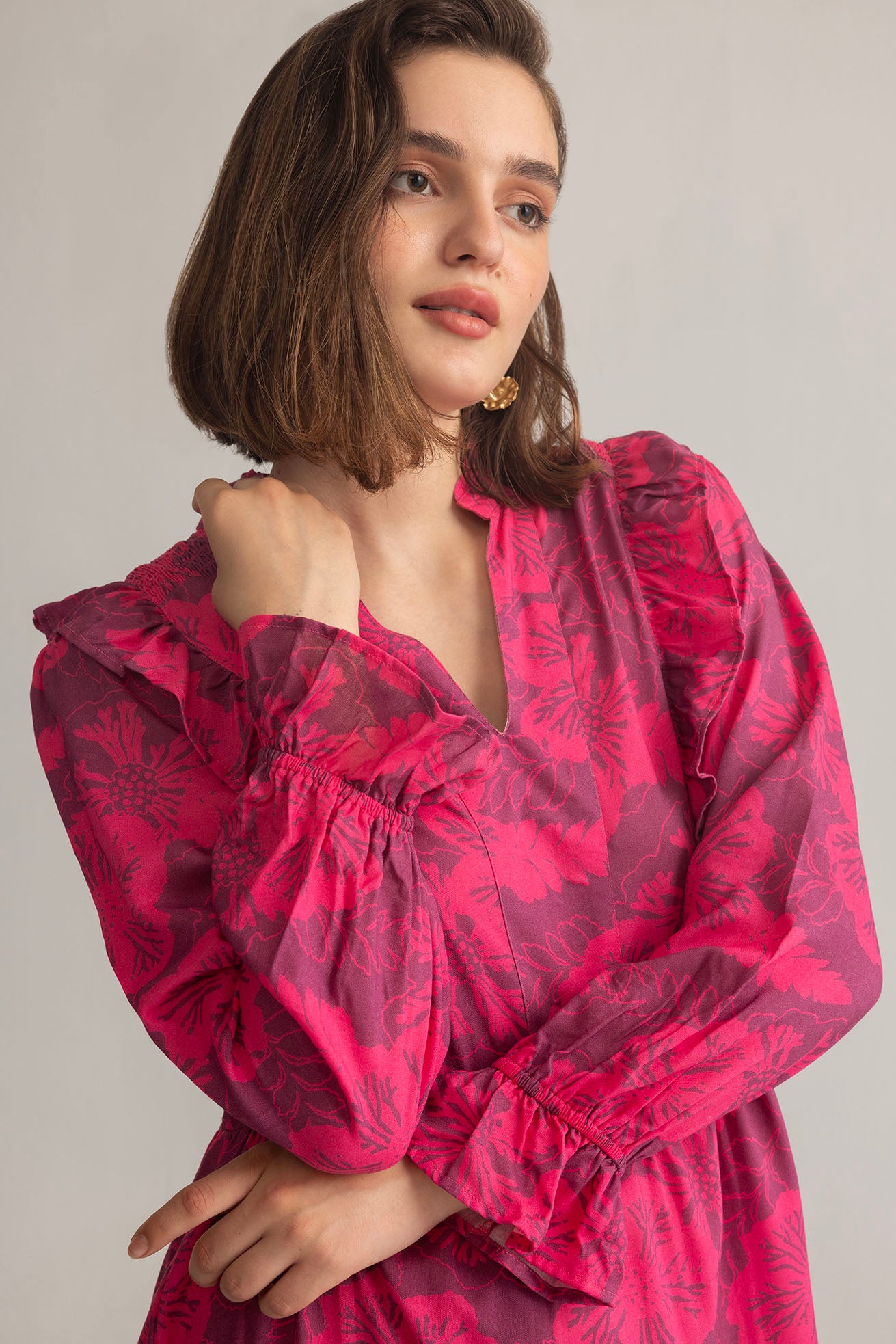 Spring Carnival Ruffle Dress in boysenberry color