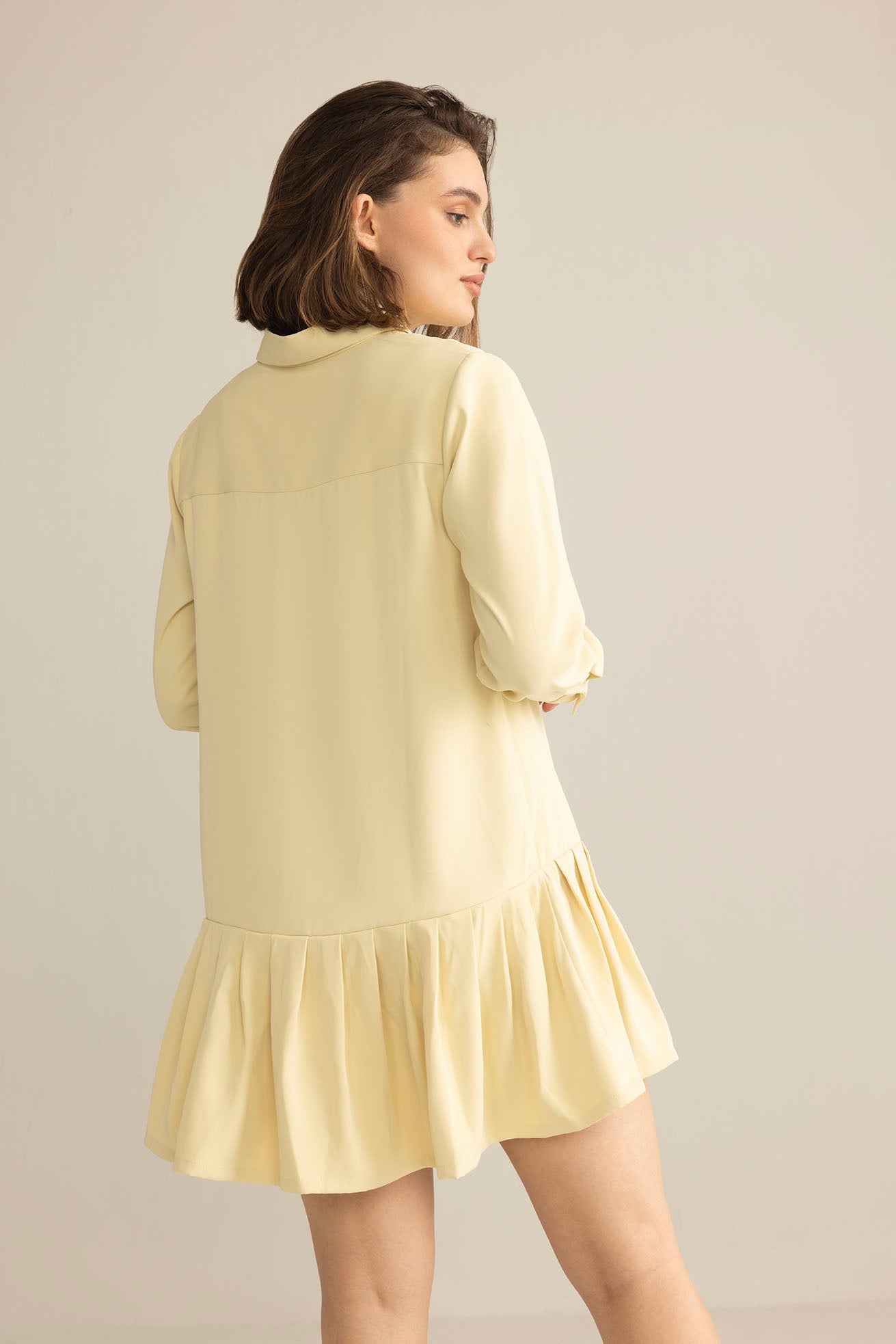 Blush Hour Pleated Mini Dress in Chino Green - Myra USA