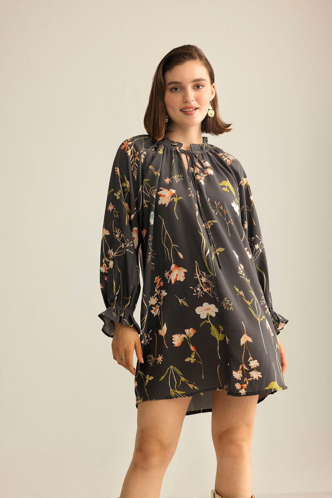 myra mini dress Wildflower Whisper Mini Dress in Dusk Grey Dusk Grey / LARGE
