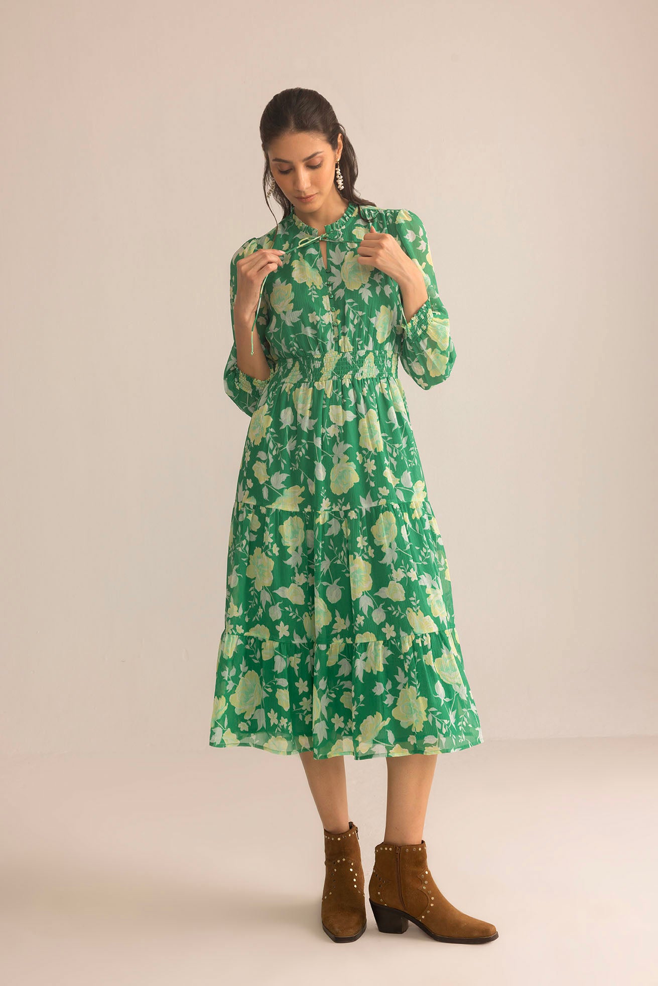 Fleur de Dusk Dress in Green - Myra USA