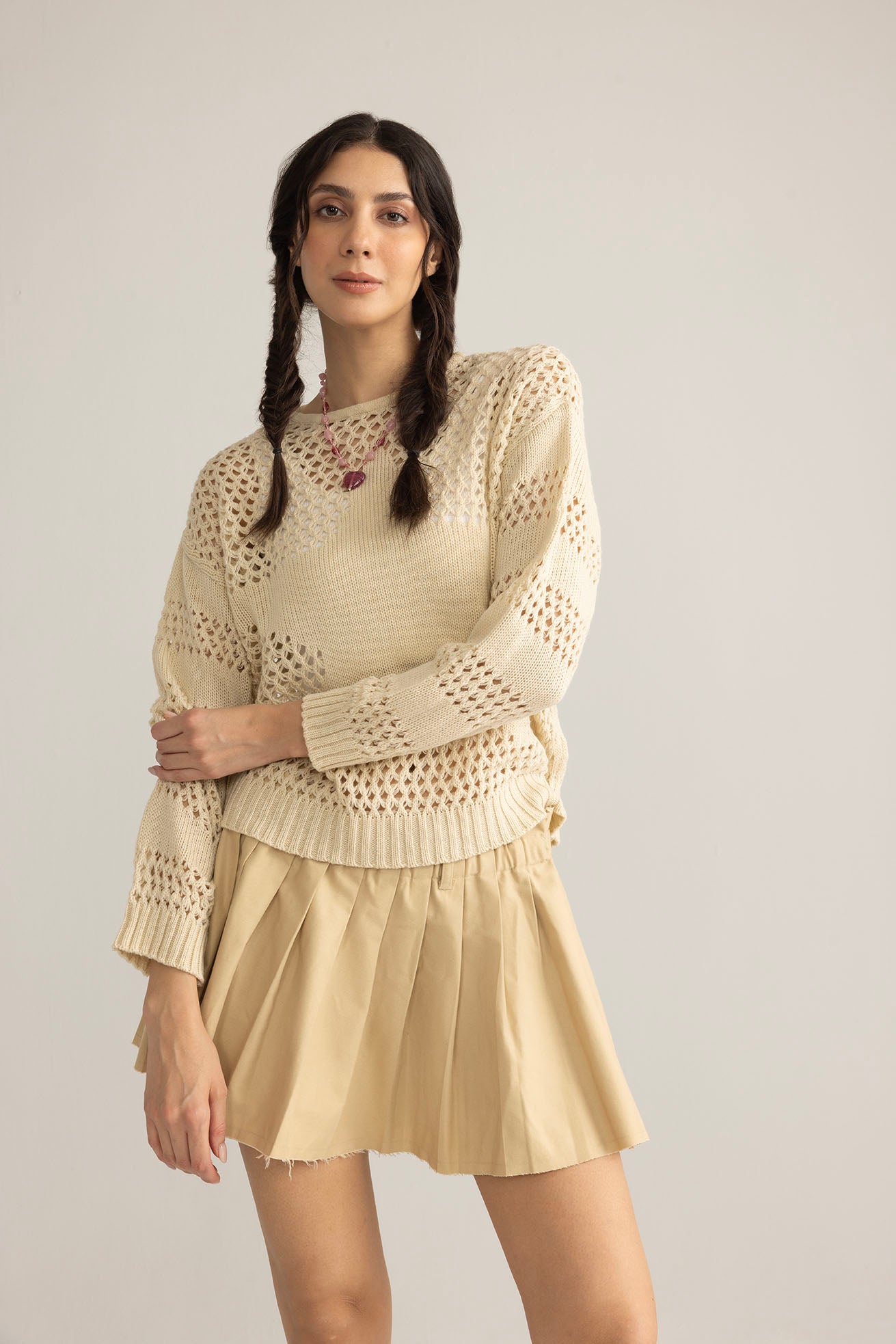 Midnight Mesa Knitted Sweater in Brown - Myra USA