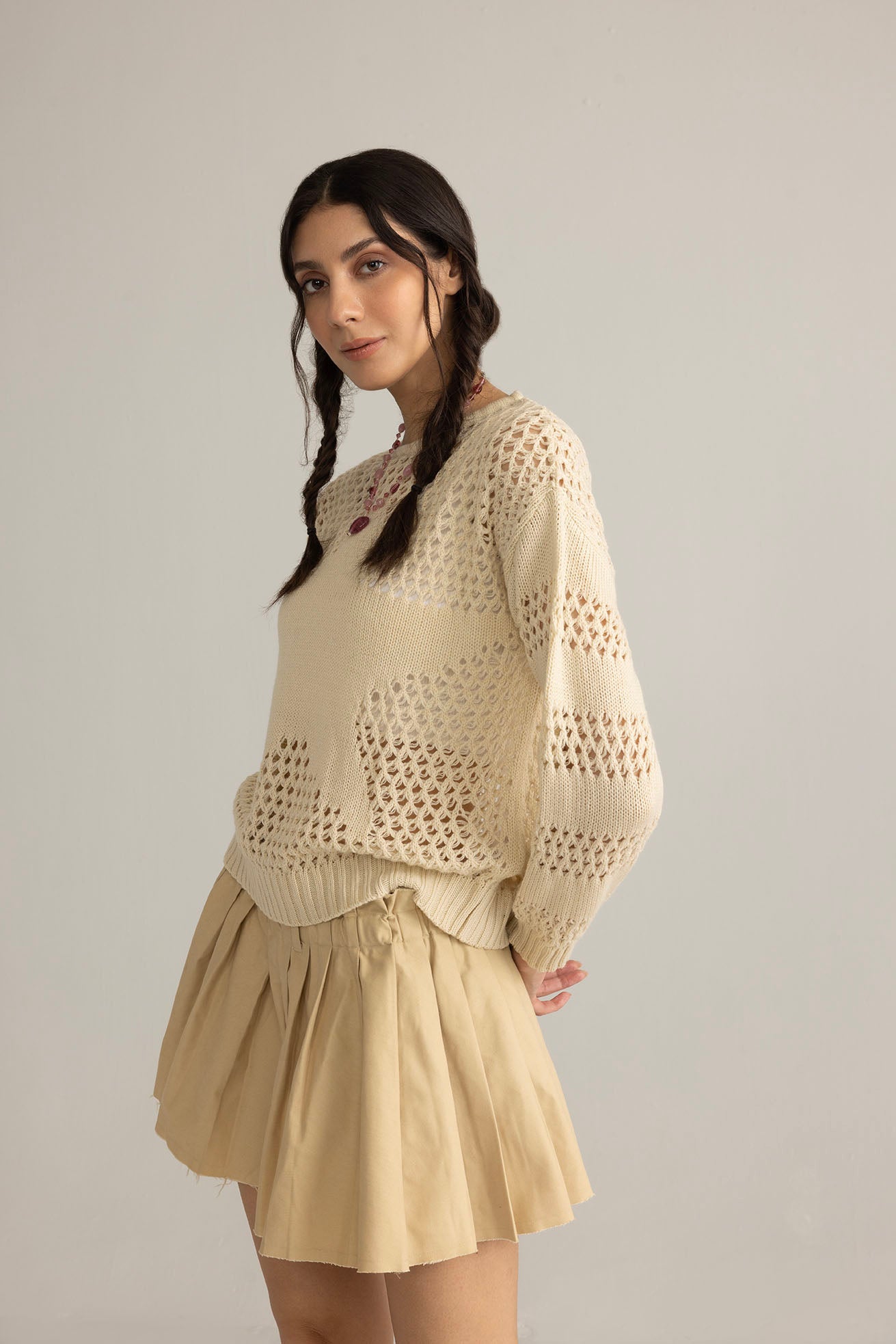 Midnight Mesa Knitted Sweater in Brown - Myra USA