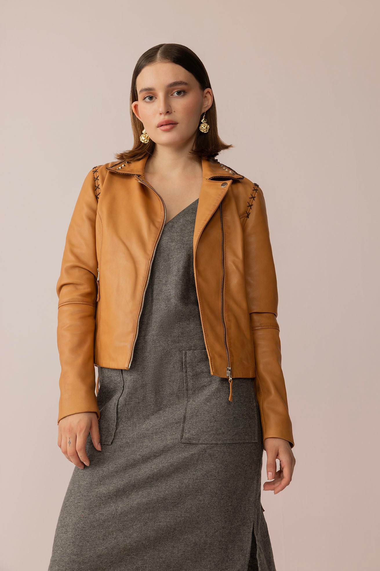Saddle Soul Leather Jacket in Desert Toffee - Myra USA