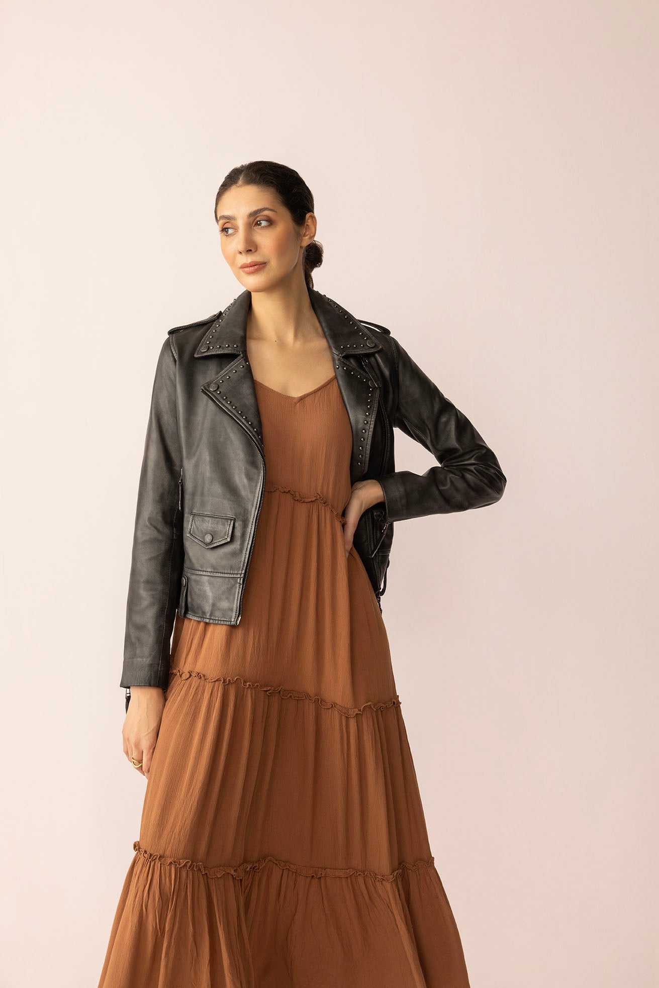 Punk Pulse Leather Jacket in Static Black - Myra USA