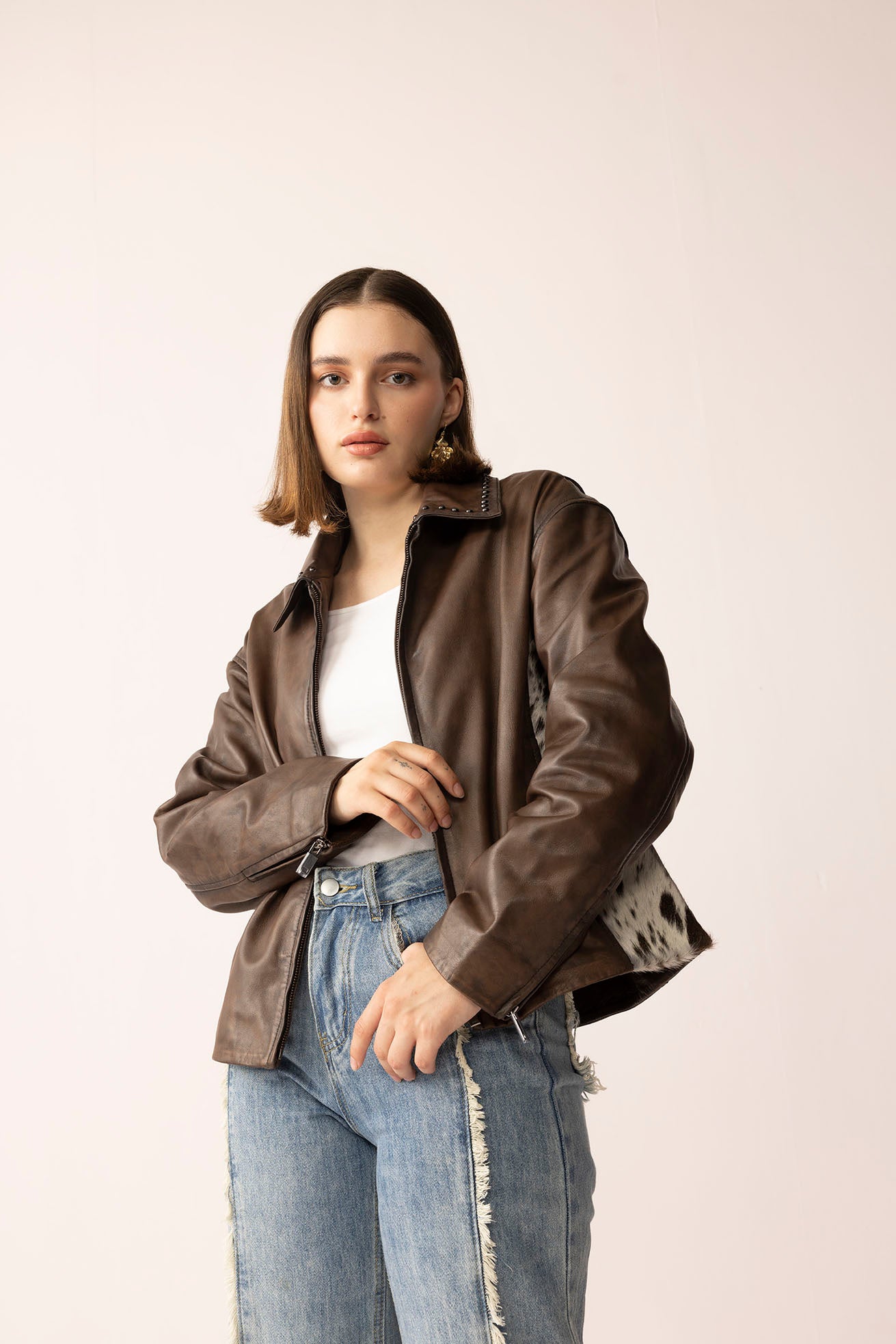 Emberhide Leather Jacket in Buckle Brown - Myra USA
