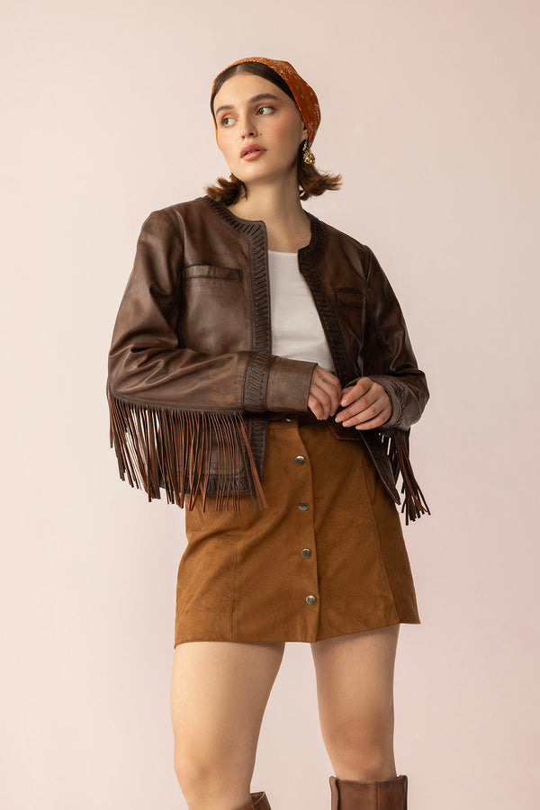 The Outlaw Edit Leather Jacket in Dusk Brown - Myra USA