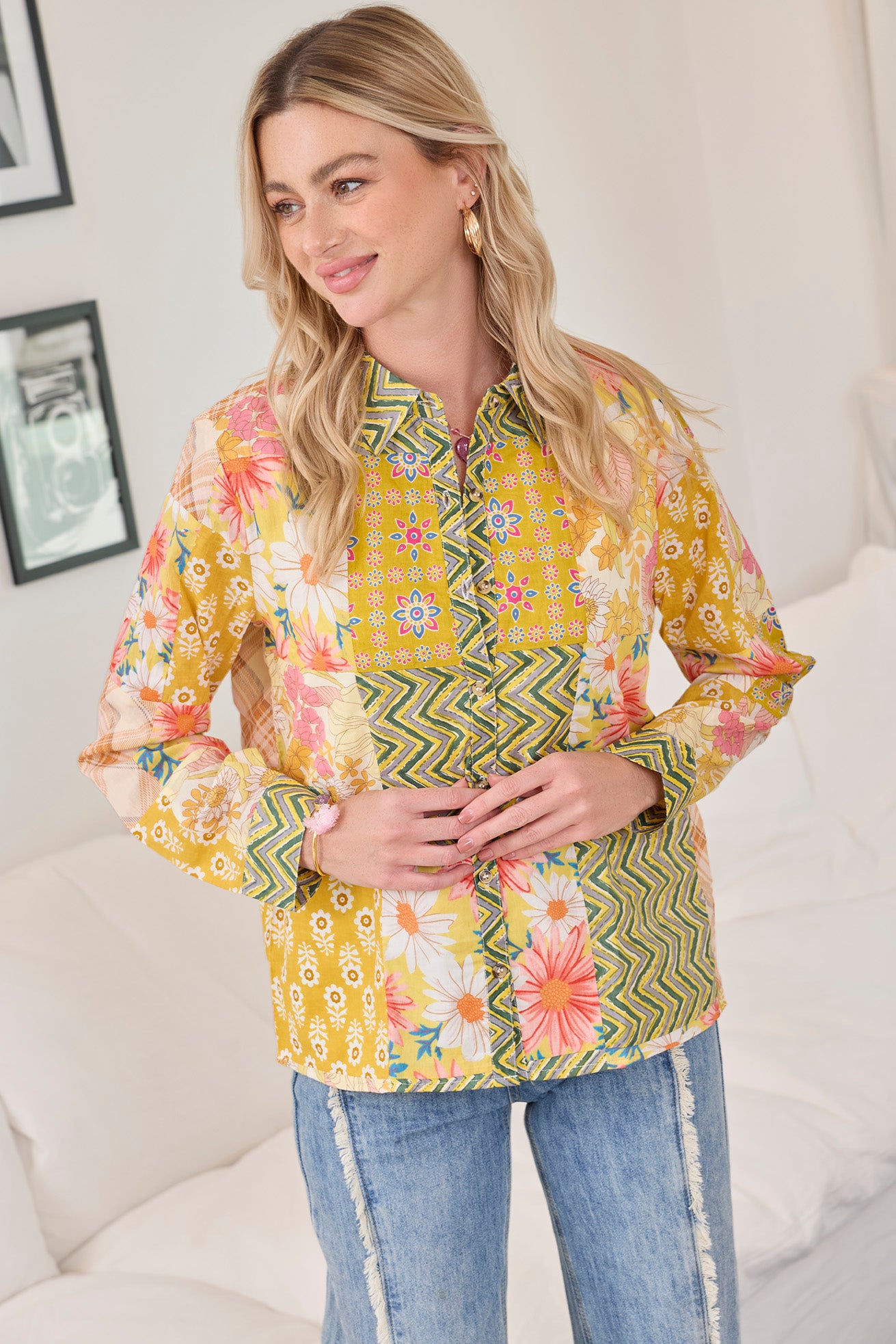 Zest & Bloom Shirt in Boho Yellow - Myra USA