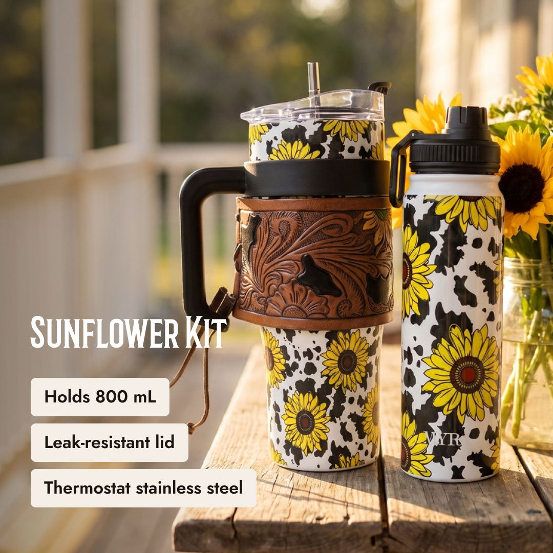 Sunflower Four-Piece Drinkware Kit - Lifestyle