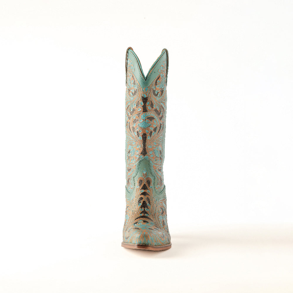 Kasiopeah Hand-tooled Boots in Turquoise - Myra USA