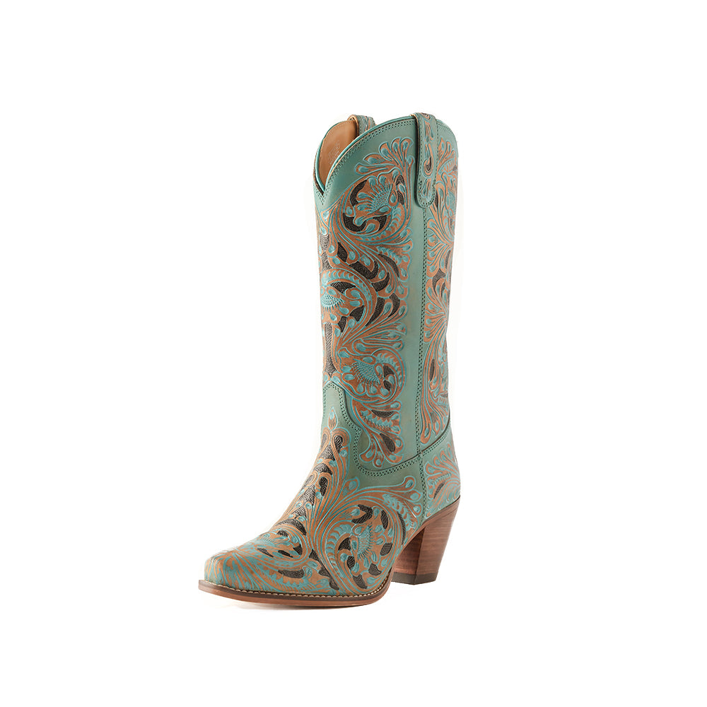 Kasiopeah Hand-tooled Boots in Turquoise - Myra USA