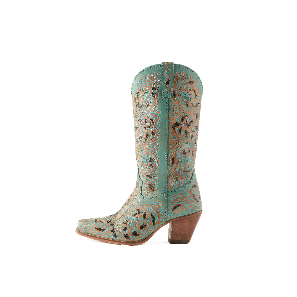 Kasiopeah Hand-tooled Boots in Turquoise - Myra USA