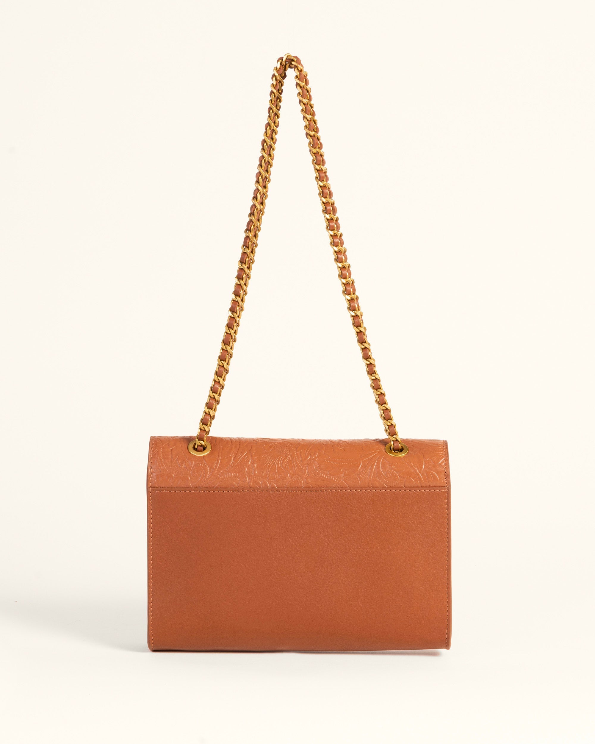 Loyal West Savi Small Embossed & Grained Leather Bag - Amber Glow - Myra USA