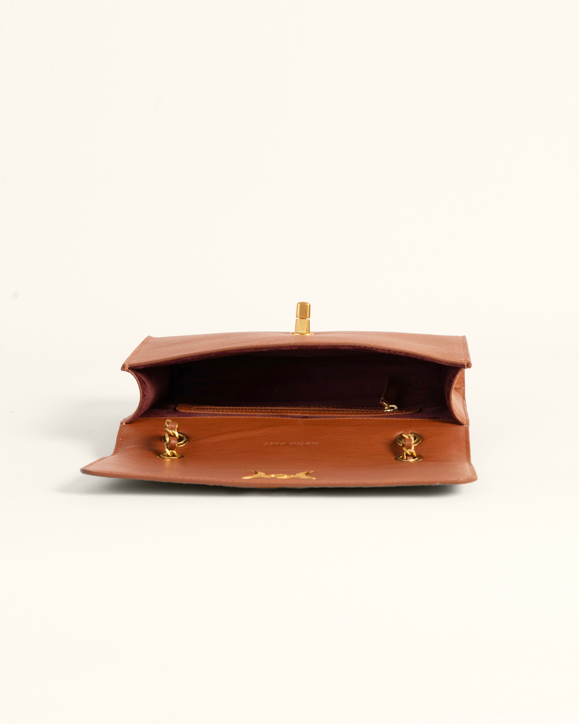 Loyal West Savi Small Embossed & Grained Leather Bag - Amber Glow - Myra USA
