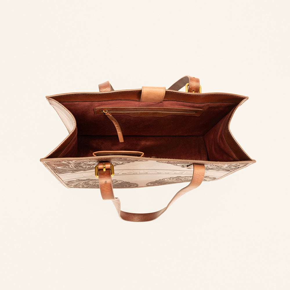 Loyal West Mivva Handtooled Medium Bag - Brunette Leather - Myra USA