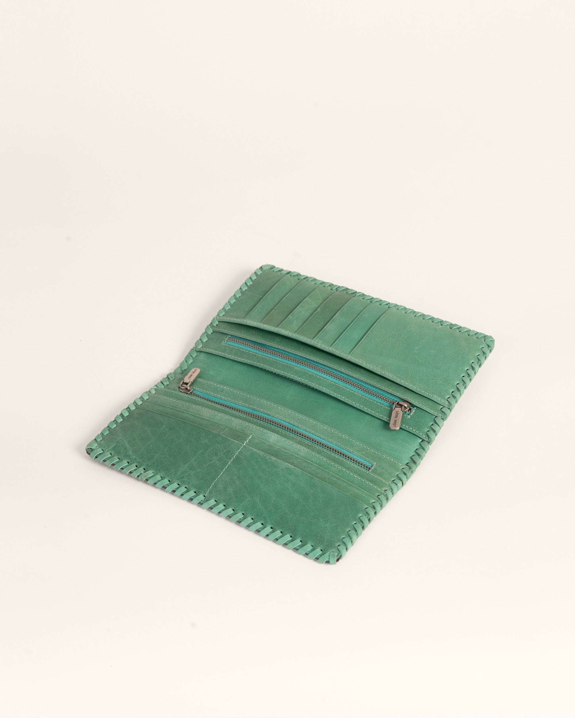 Loyal West Desert Lotus Wallet - Turquoise Handtooled Leather & Calfskin