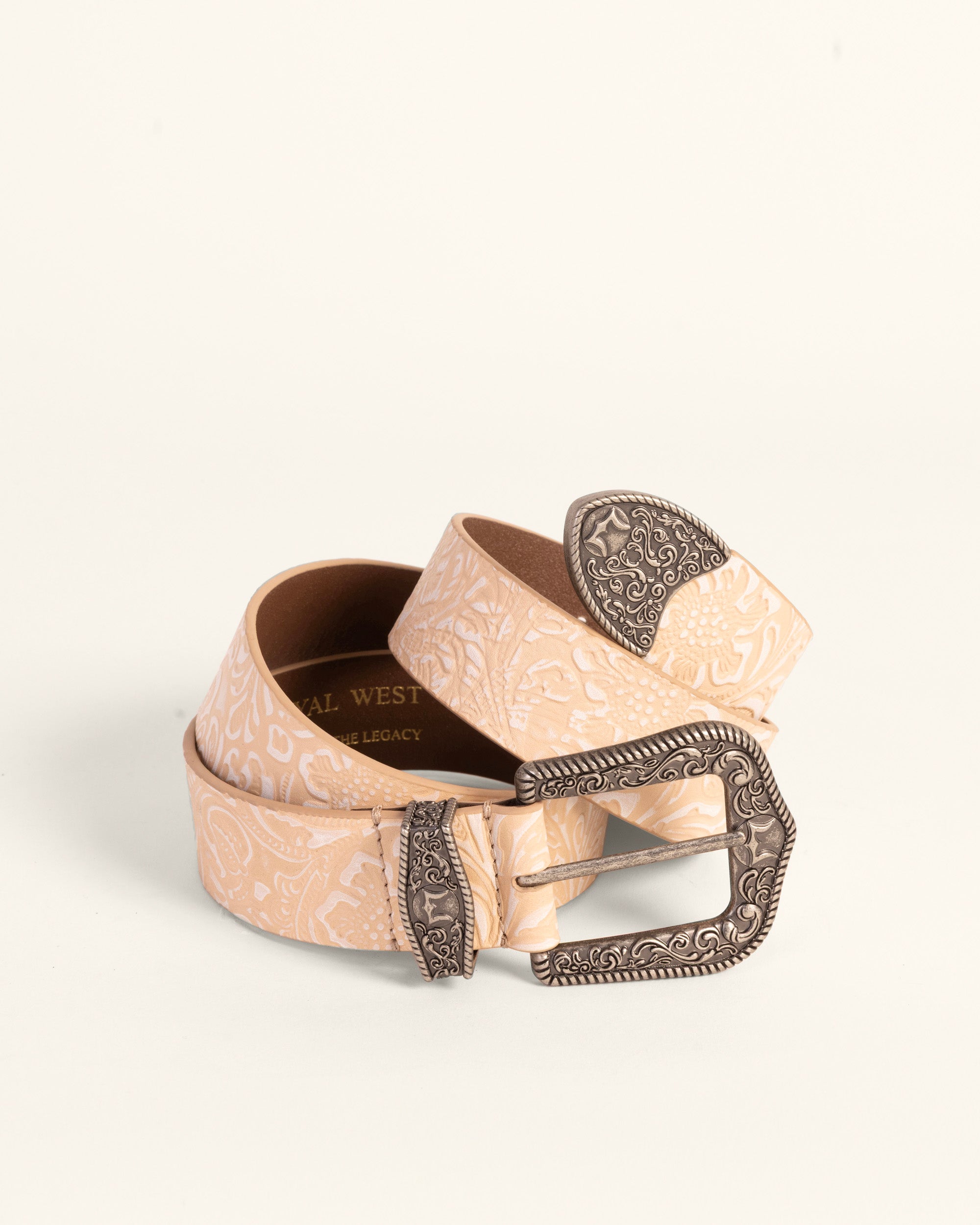 Loyal West Sophia Belt - Beige Floral Leather
