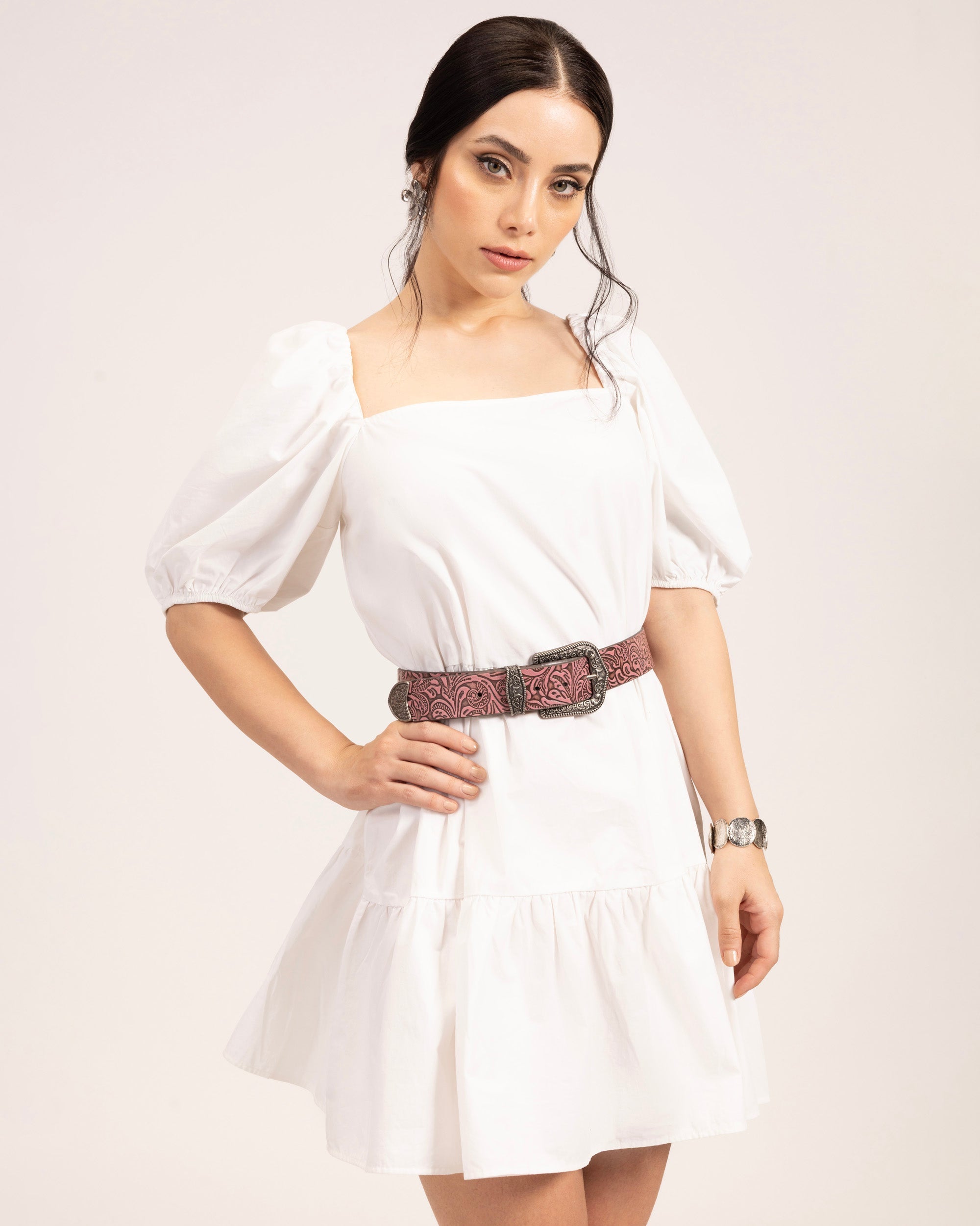 Loyal West Sophia Belt-Pink Floral Leather - Myra USA