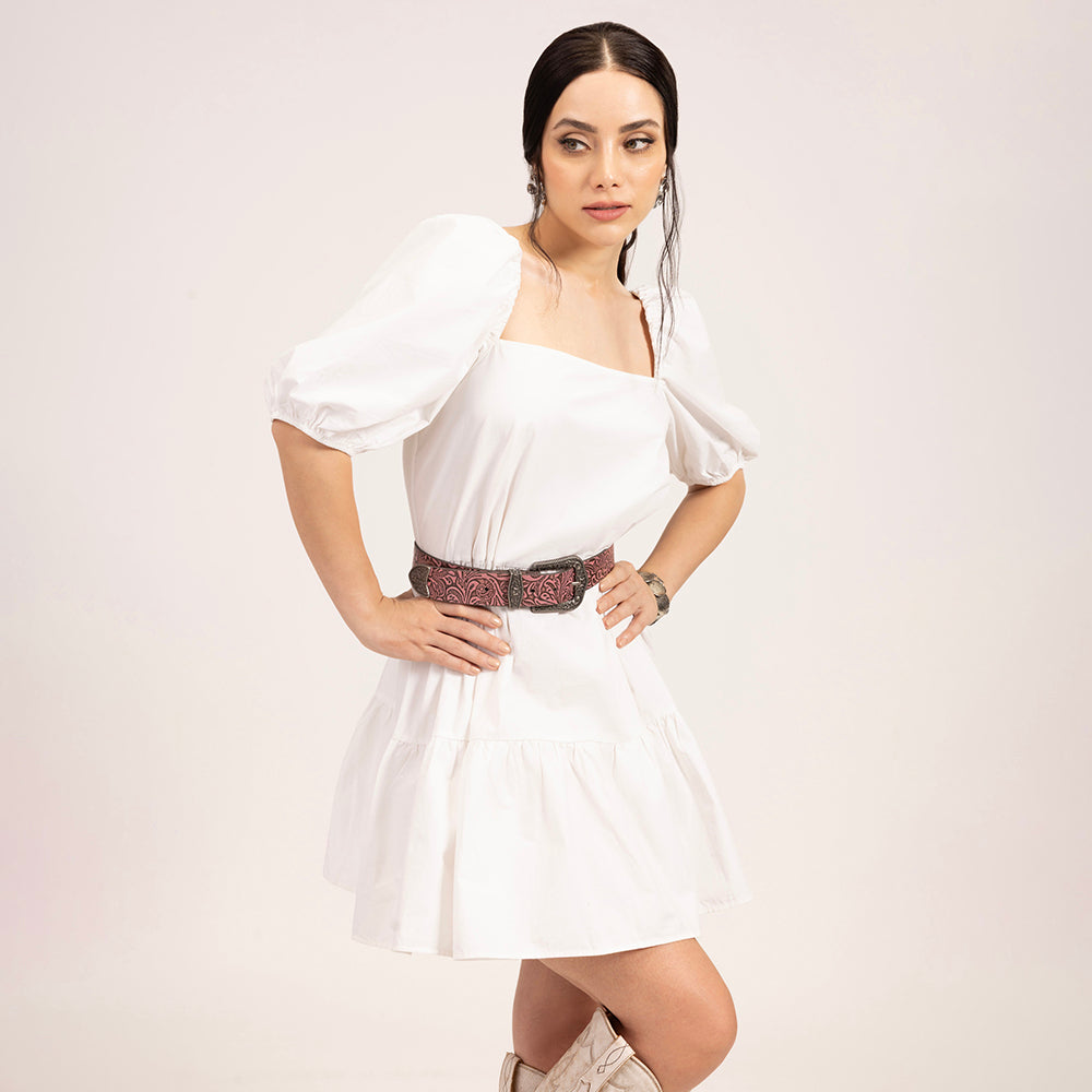 Loyal West Sophia Belt-Pink Floral Leather - Myra USA