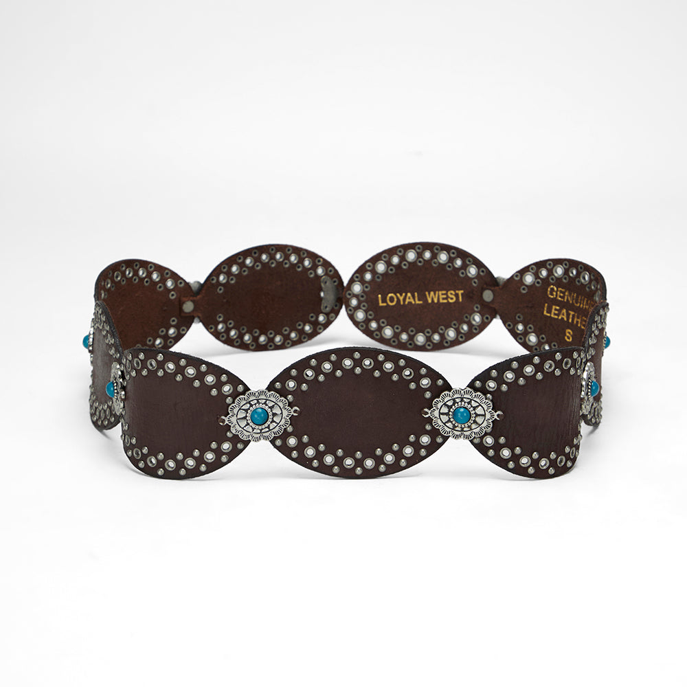 Loyal West Alta Buena Leather Belt In Calfskin-DARK BROWN - Myra USA