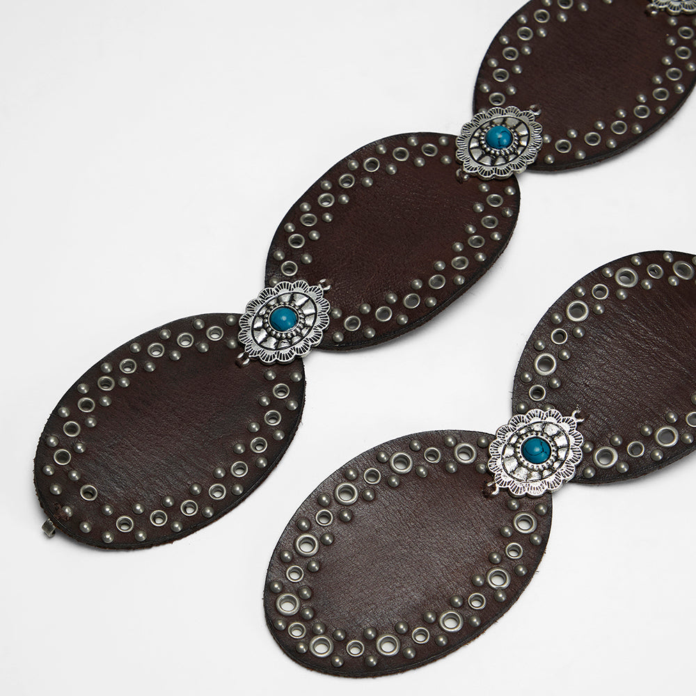 Loyal West Alta Buena Leather Belt In Calfskin-DARK BROWN - Myra USA