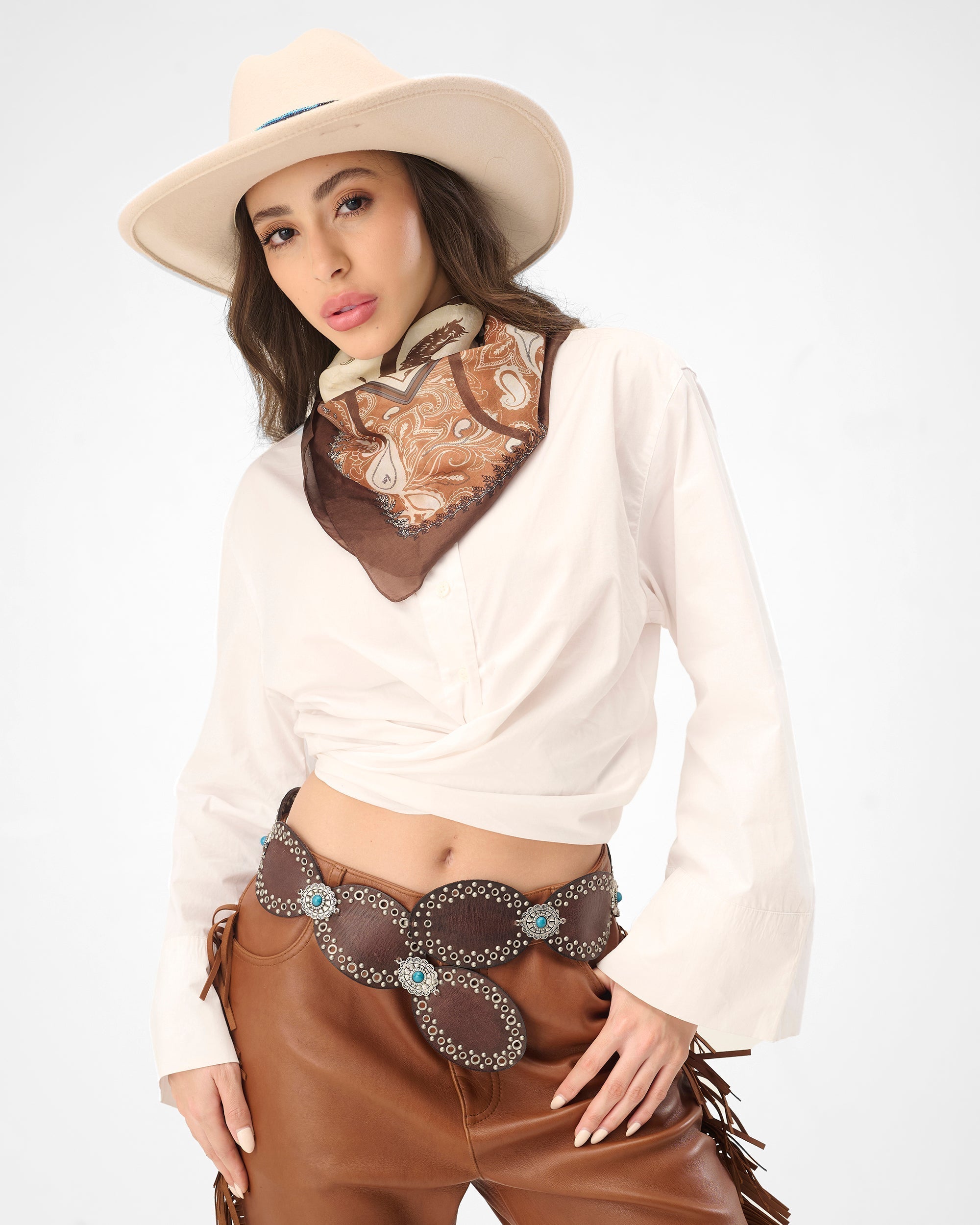 Loyal West Alta Buena Leather Belt In Calfskin-DARK BROWN - Myra USA