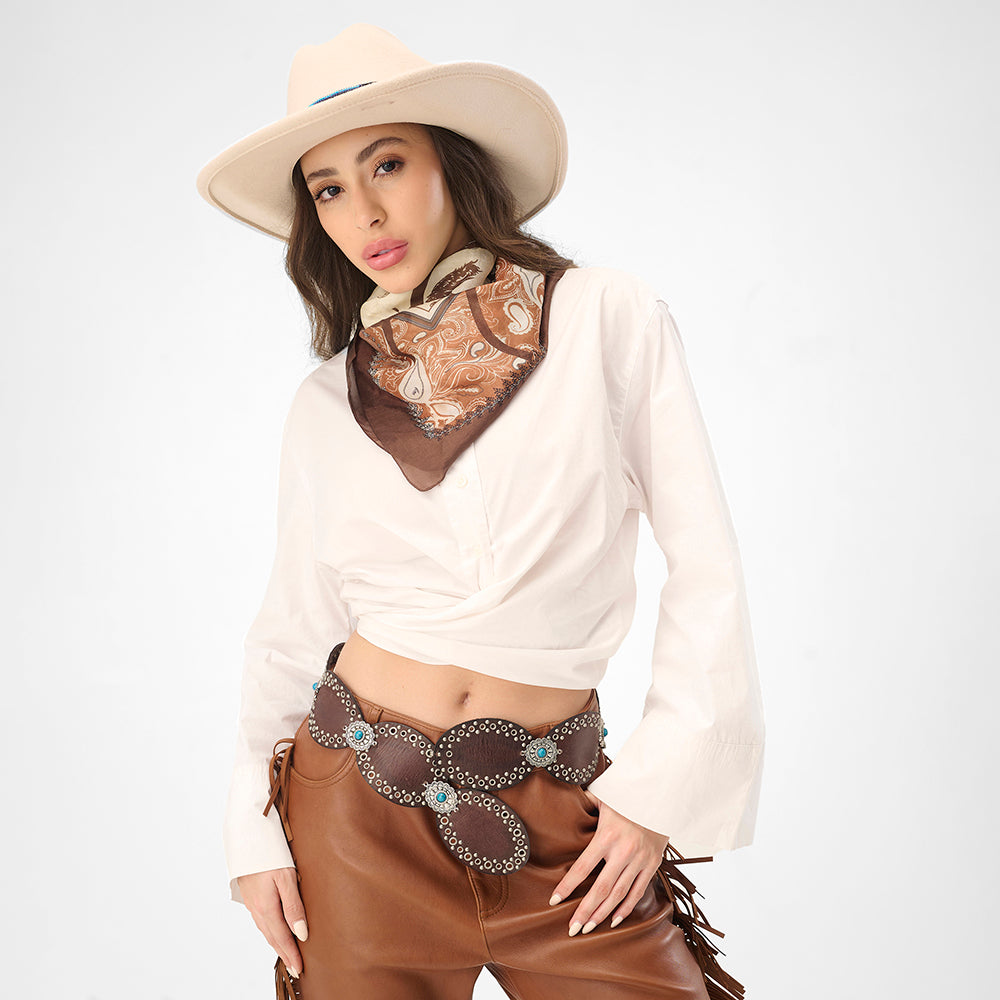 Loyal West Alta Buena Leather Belt In Calfskin-DARK BROWN - Myra USA